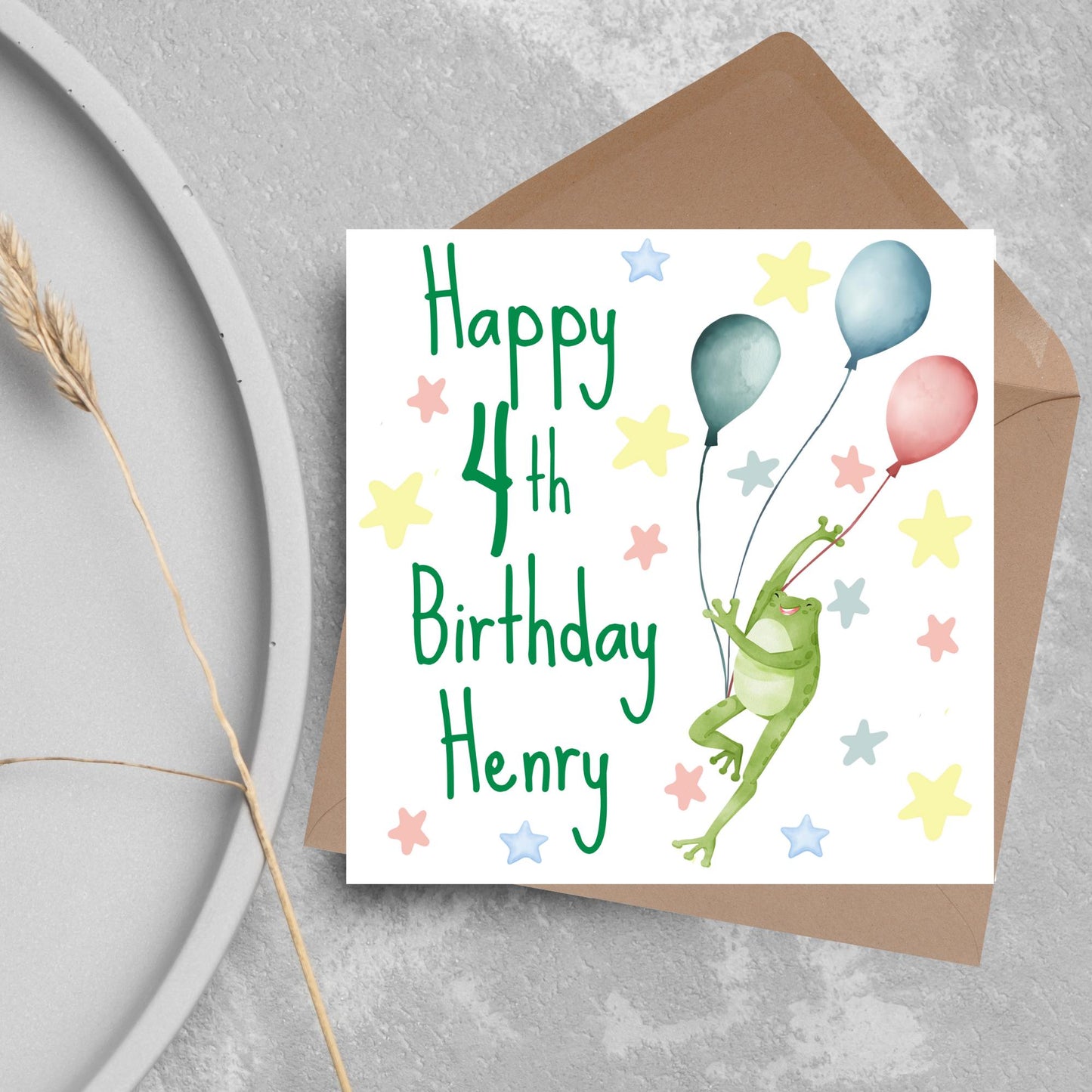 Personalised Name and Age Frog Birthday Card, Funny Frog design, Frog Card, Name Birthday Card, Child Birthday Card 5th 6th 7th 8th 9th 10th