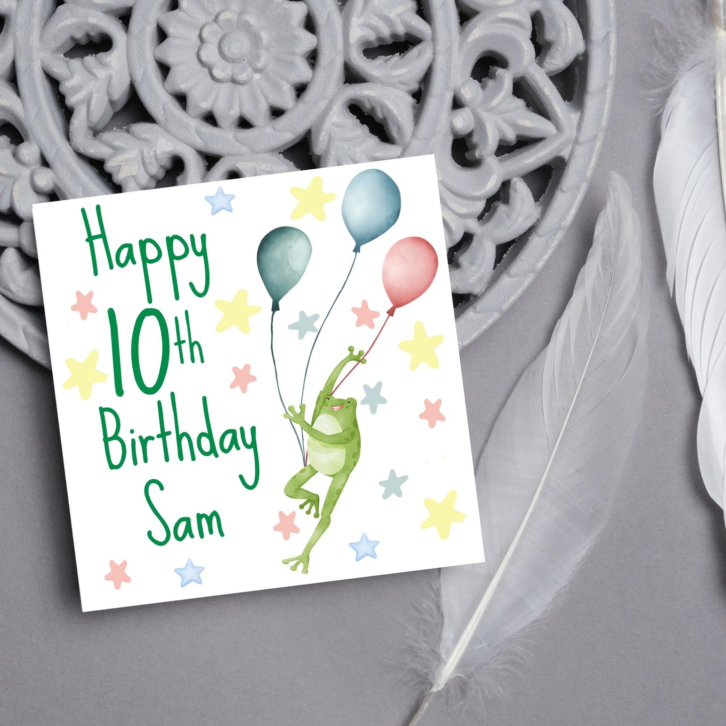 Personalised Name and Age Frog Birthday Card, Funny Frog design, Frog Card, Name Birthday Card, Child Birthday Card 5th 6th 7th 8th 9th 10th