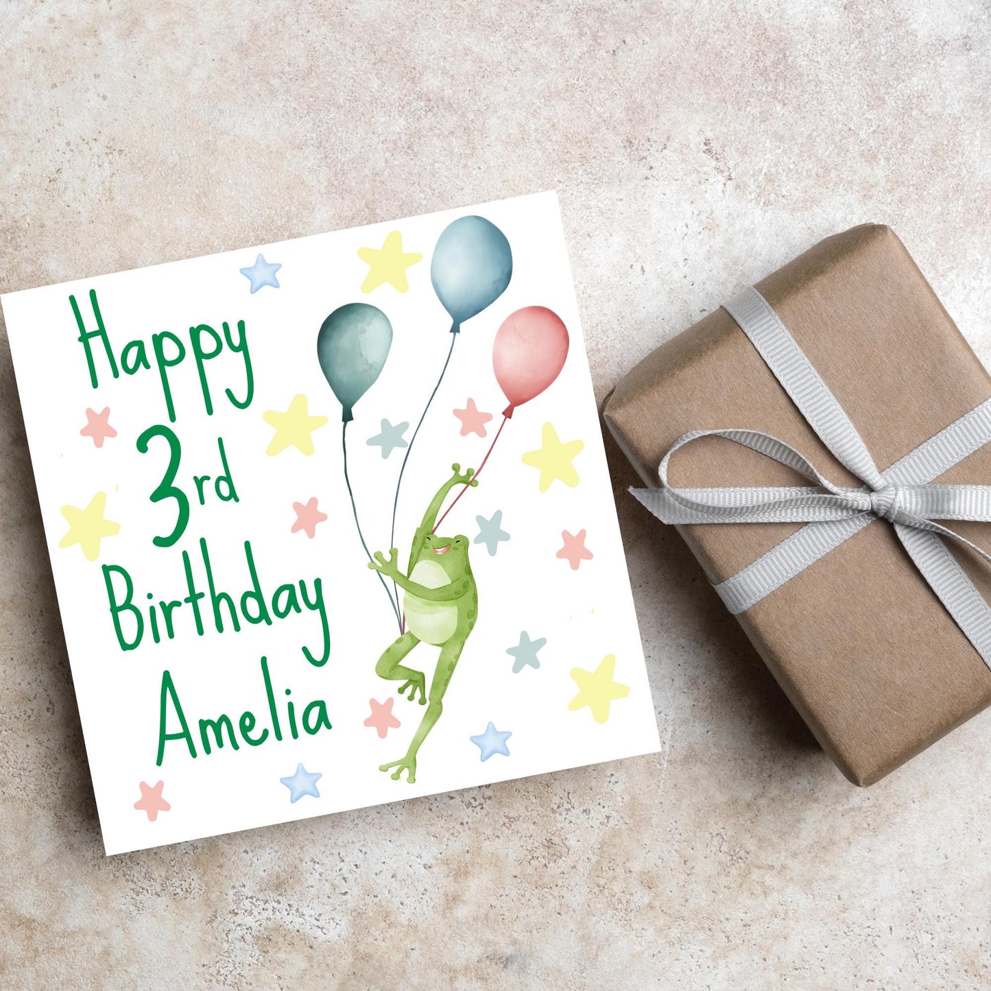 Personalised Name and Age Frog Birthday Card, Funny Frog design, Frog Card, Name Birthday Card, Child Birthday Card 5th 6th 7th 8th 9th 10th