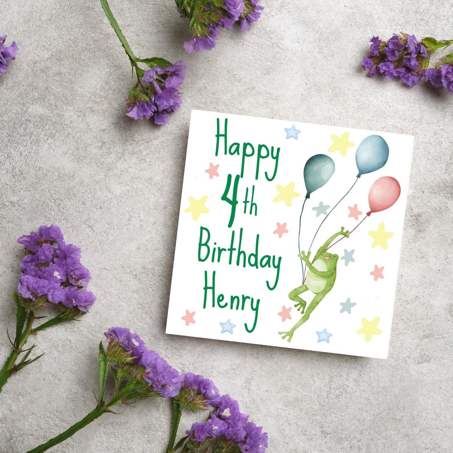 Personalised Name and Age Frog Birthday Card, Funny Frog design, Frog Card, Name Birthday Card, Child Birthday Card 5th 6th 7th 8th 9th 10th