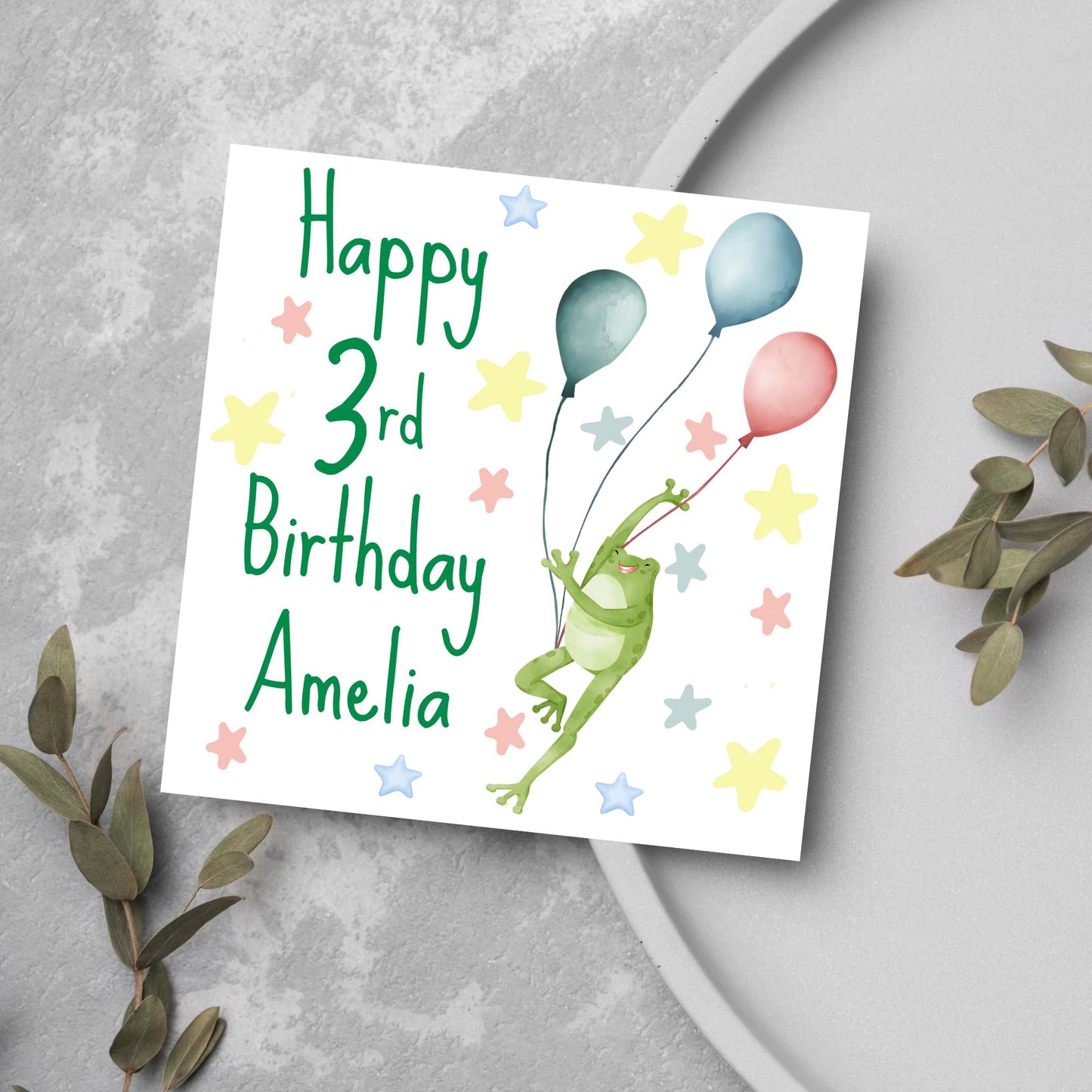Personalised Name and Age Frog Birthday Card, Funny Frog design, Frog Card, Name Birthday Card, Child Birthday Card 5th 6th 7th 8th 9th 10th