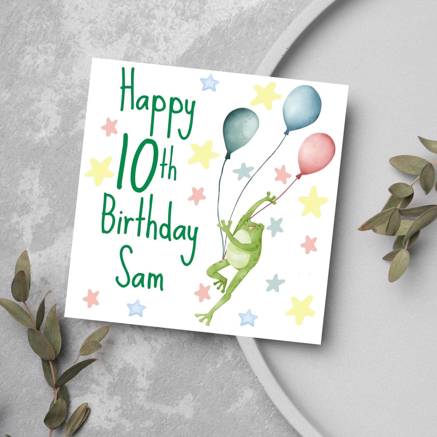 Personalised Name and Age Frog Birthday Card, Funny Frog design, Frog Card, Name Birthday Card, Child Birthday Card 5th 6th 7th 8th 9th 10th