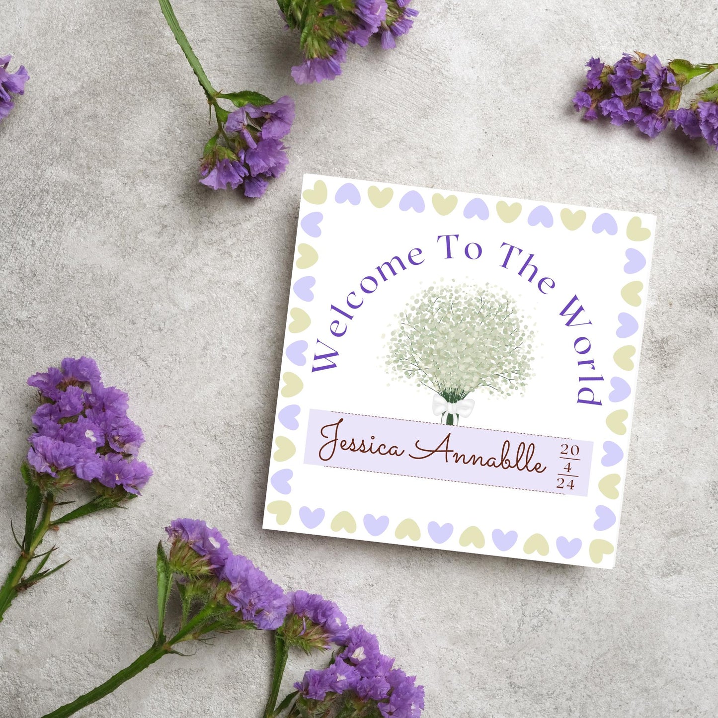 Personalised New Baby Card, Baby Boy, Baby Girl, Congratulations, Baby Card, Welcome to The World, Birth, New Mum Card, Custom Name Card