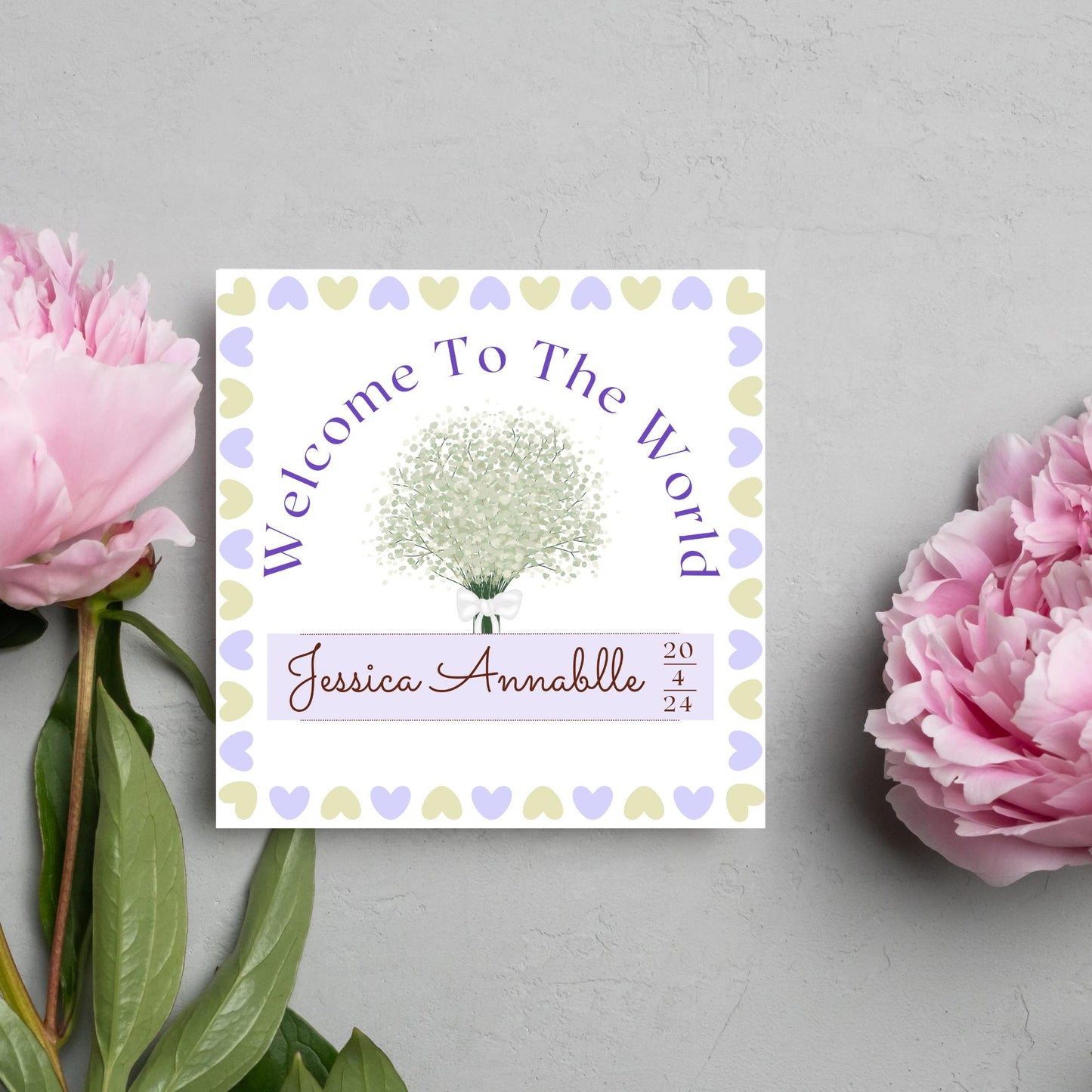 Personalised New Baby Card, Baby Boy, Baby Girl, Congratulations, Baby Card, Welcome to The World, Birth, New Mum Card, Custom Name Card