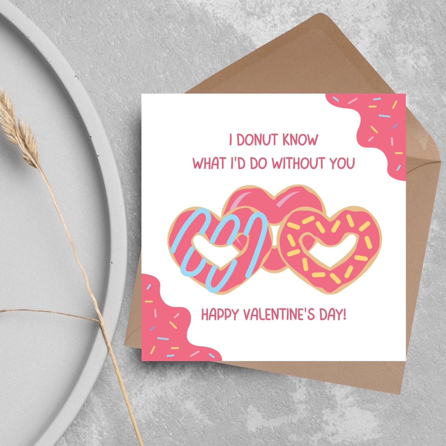 Doughnut Love Card, Card for Him, Card for Her, Hearts Card, Card for Wife, - Card, Free Personalisation Available