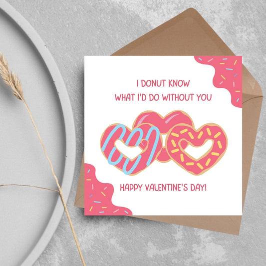 Doughnut Love Card, Card for Him, Card for Her, Hearts Card, Card for Wife, - Card, Free Personalisation Available