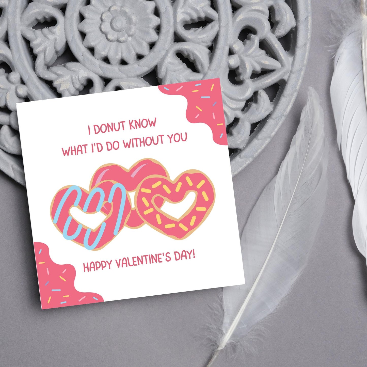 Doughnut Love Card, Card for Him, Card for Her, Hearts Card, Card for Wife, - Card, Free Personalisation Available