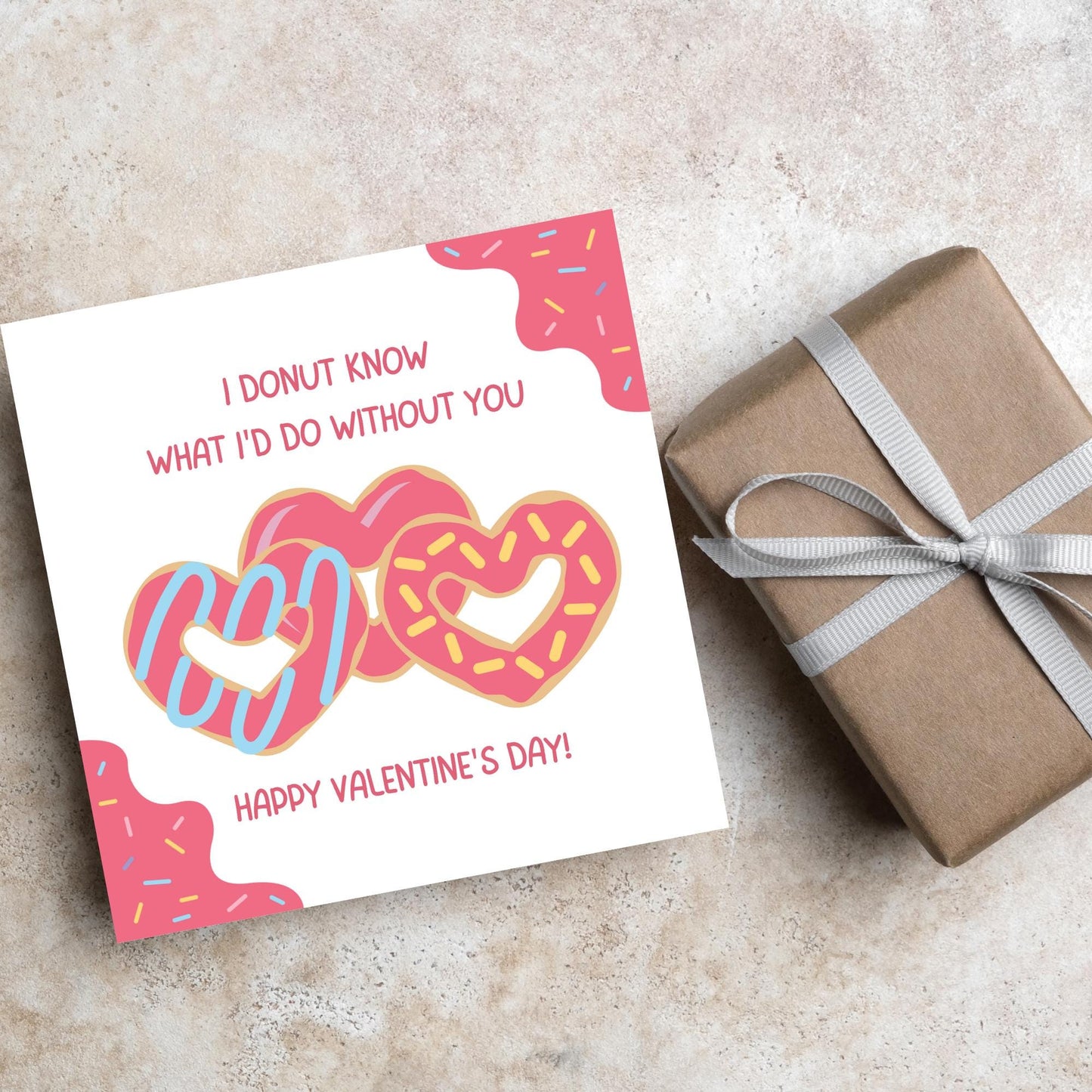 Doughnut Love Card, Card for Him, Card for Her, Hearts Card, Card for Wife, - Card, Free Personalisation Available