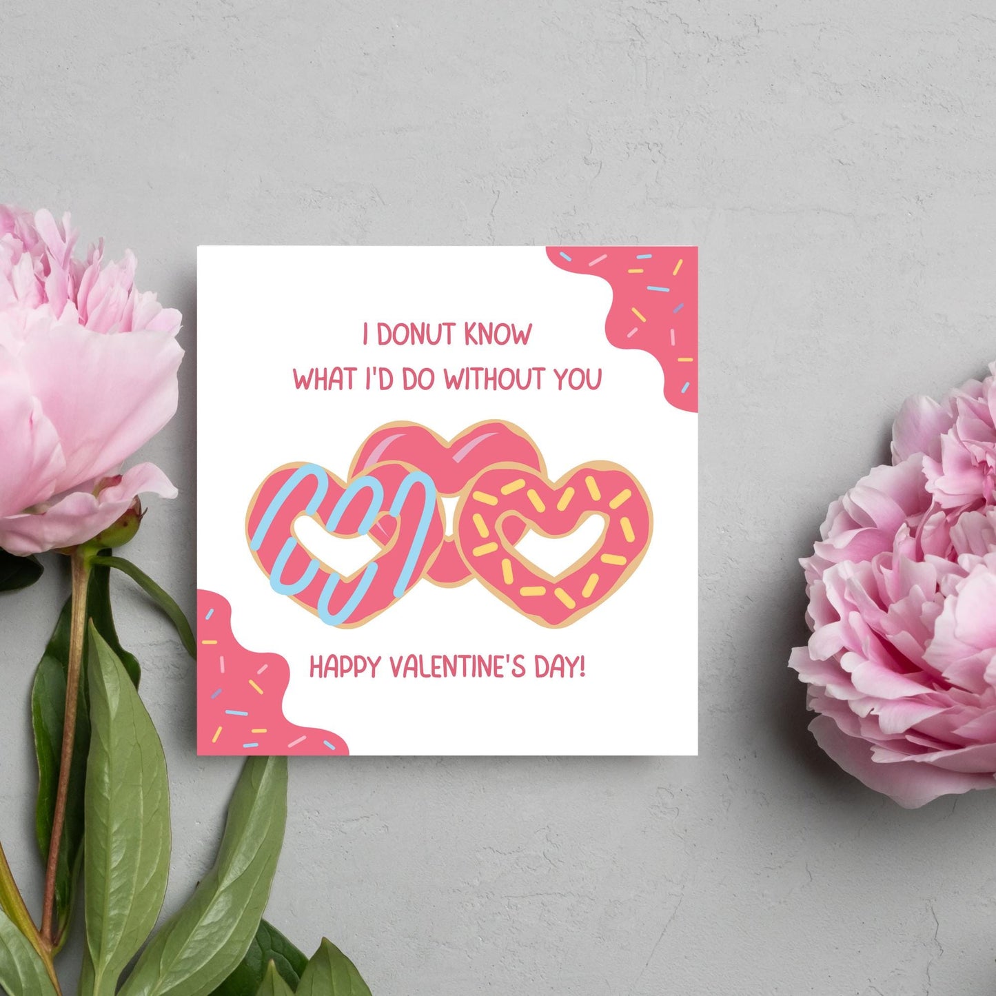 Doughnut Love Card, Card for Him, Card for Her, Hearts Card, Card for Wife, - Card, Free Personalisation Available