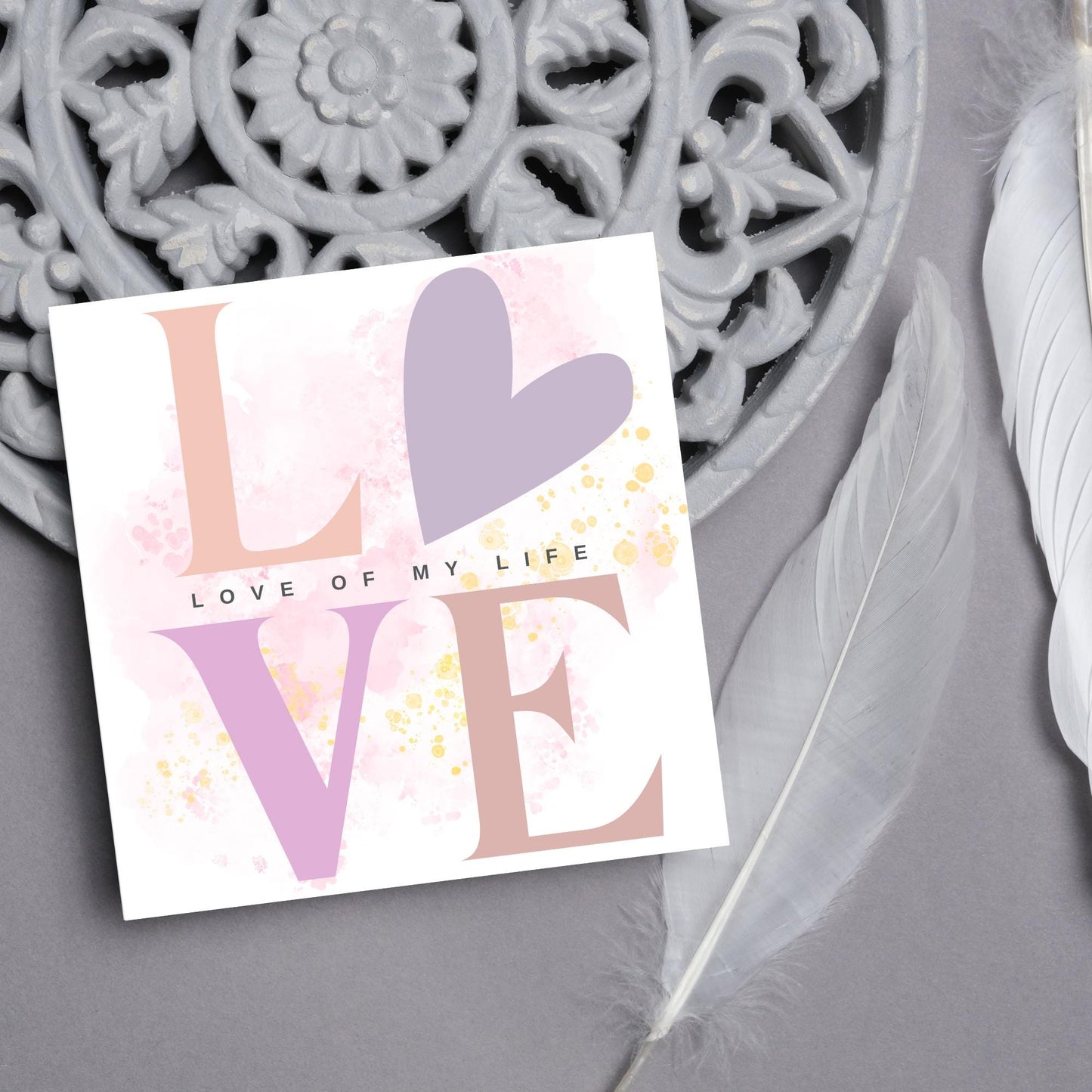 Heart Love Card, Card for Him, Card for Her, Hearts Card, Card for Wife, Art Card, Love of My Life Card, Watercolour Card