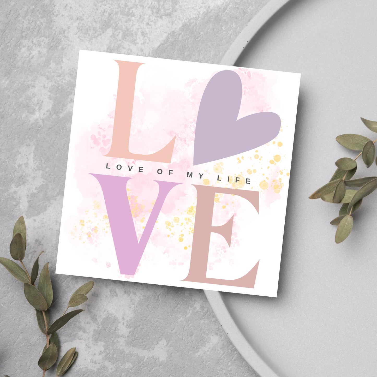 Heart Love Card, Card for Him, Card for Her, Hearts Card, Card for Wife, Art Card, Love of My Life Card, Watercolour Card