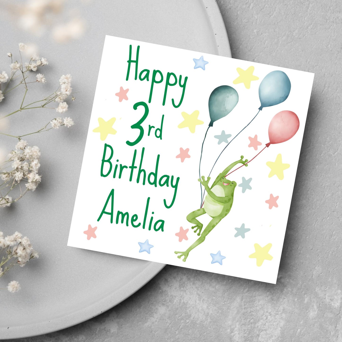 Personalised Name and Age Frog Birthday Card, Funny Frog design, Frog Card, Name Birthday Card, Child Birthday Card 5th 6th 7th 8th 9th 10th