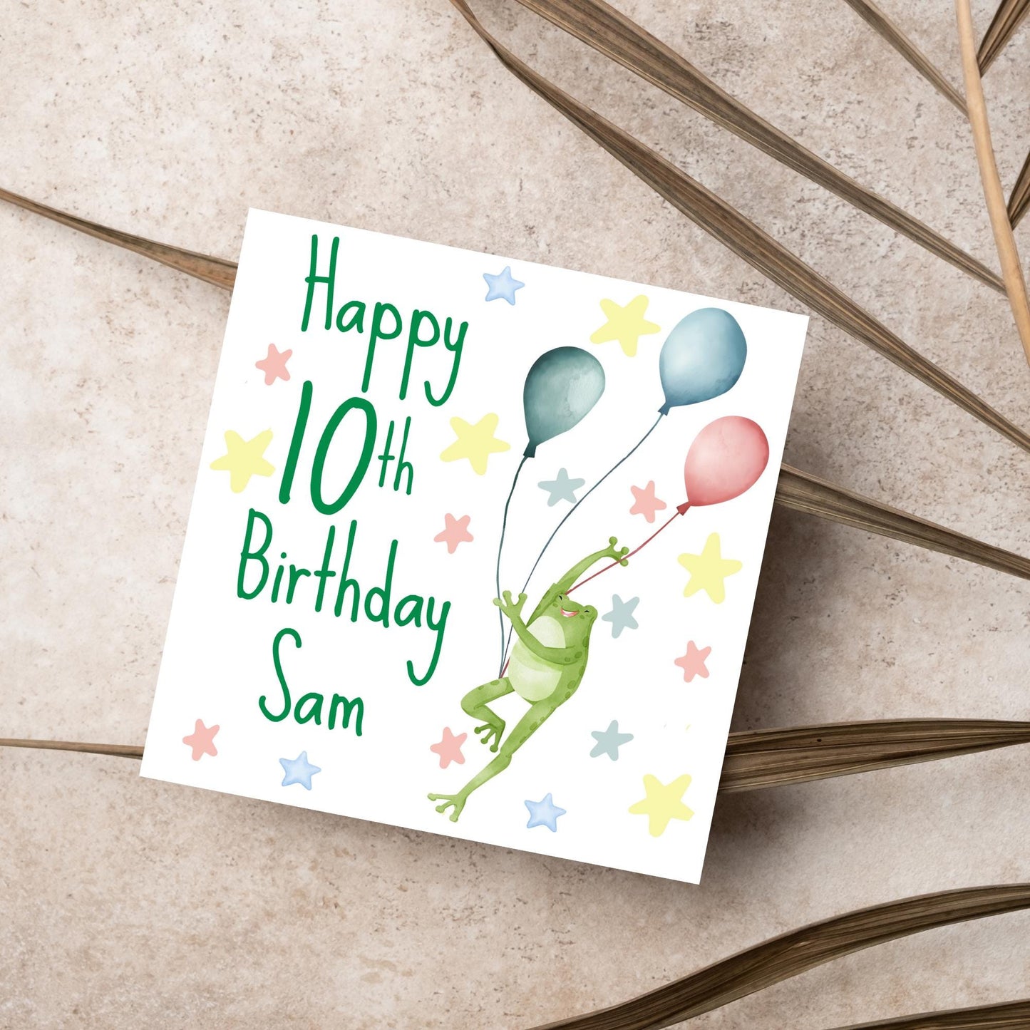 Personalised Name and Age Frog Birthday Card, Funny Frog design, Frog Card, Name Birthday Card, Child Birthday Card 5th 6th 7th 8th 9th 10th