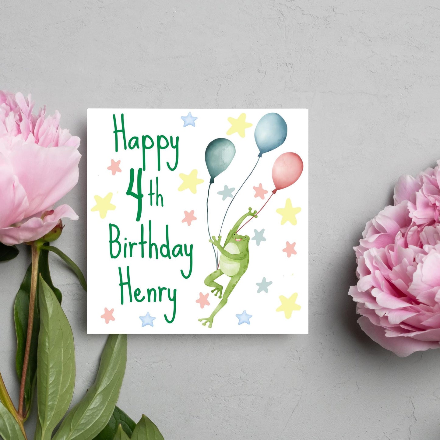 Personalised Name and Age Frog Birthday Card, Funny Frog design, Frog Card, Name Birthday Card, Child Birthday Card 5th 6th 7th 8th 9th 10th
