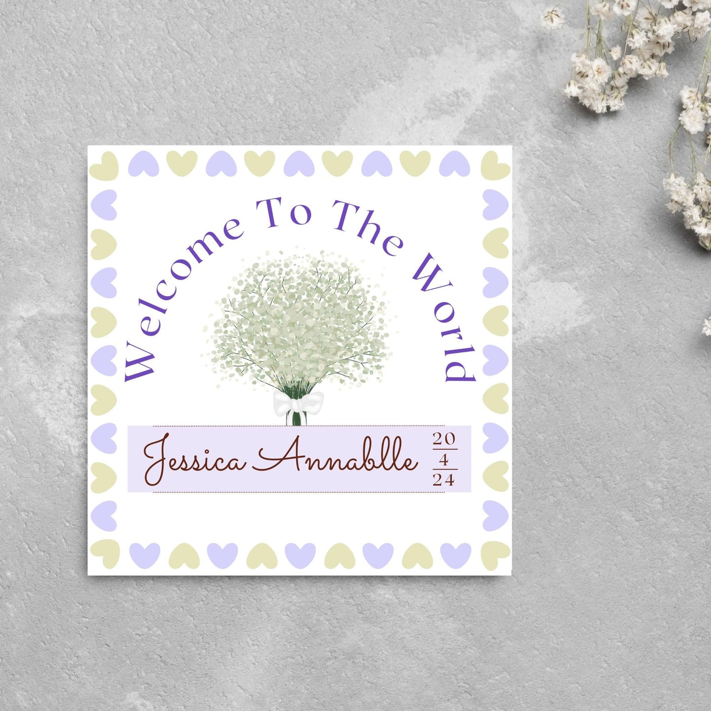 Personalised New Baby Card, Baby Boy, Baby Girl, Congratulations, Baby Card, Welcome to The World, Birth, New Mum Card, Custom Name Card