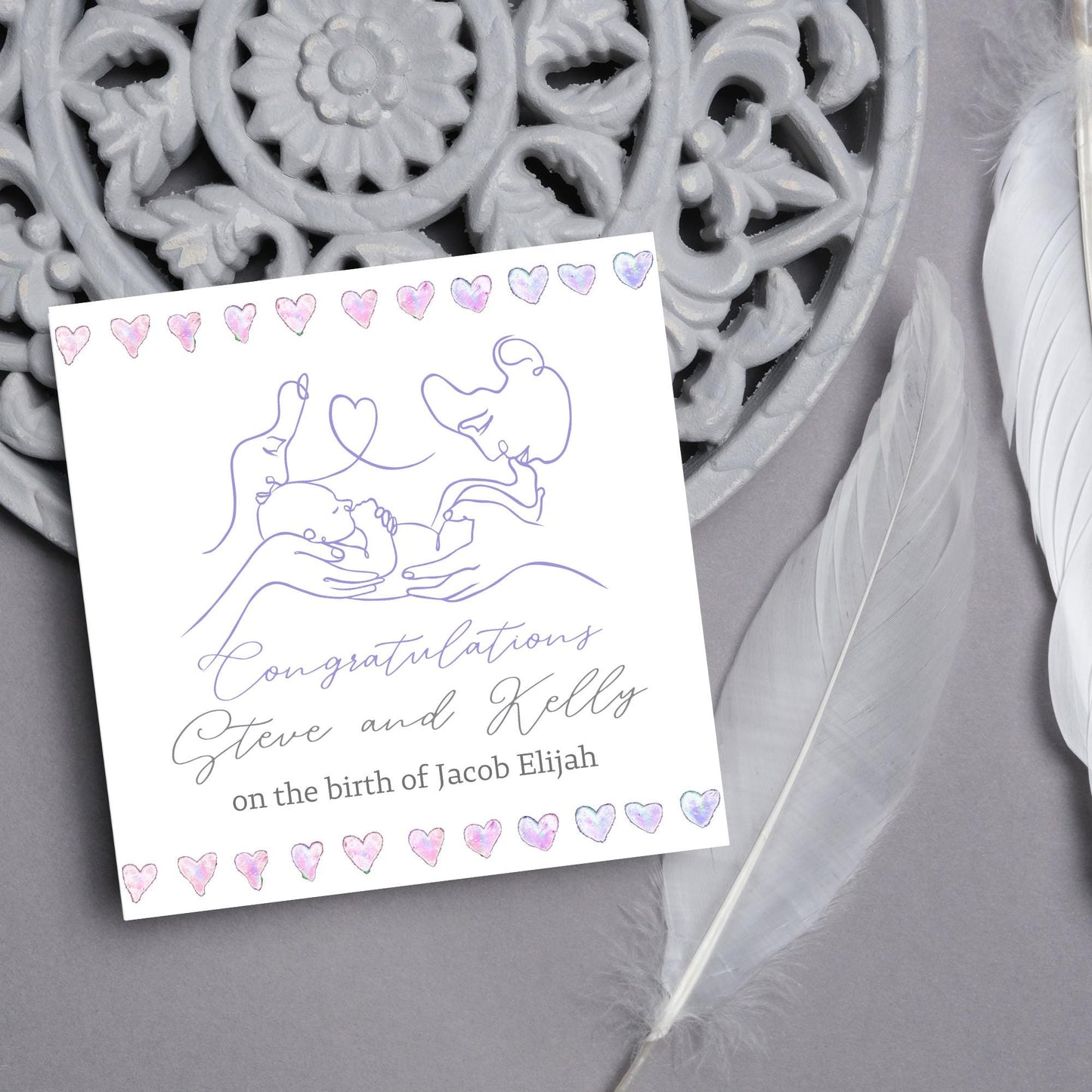 Personalised New Baby Card, Baby Boy, Baby Girl, Congratulations, Baby Card, Welcome to The World, Birth, New Mum Card, Custom Name Card