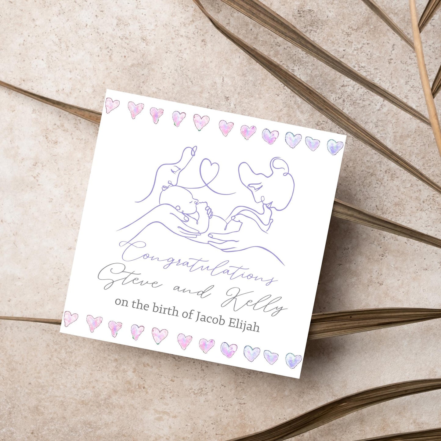 Personalised New Baby Card, Baby Boy, Baby Girl, Congratulations, Baby Card, Welcome to The World, Birth, New Mum Card, Custom Name Card