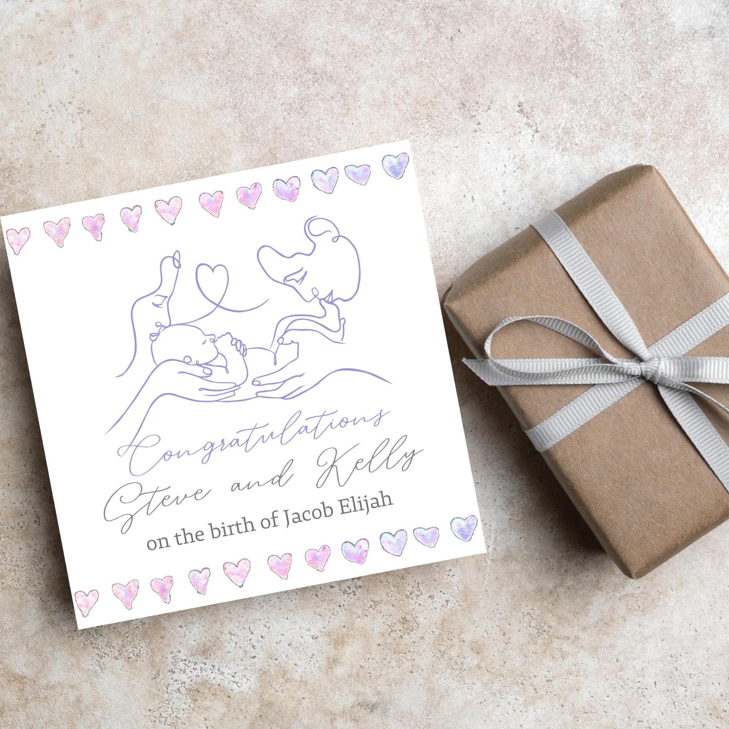 Personalised New Baby Card, Baby Boy, Baby Girl, Congratulations, Baby Card, Welcome to The World, Birth, New Mum Card, Custom Name Card