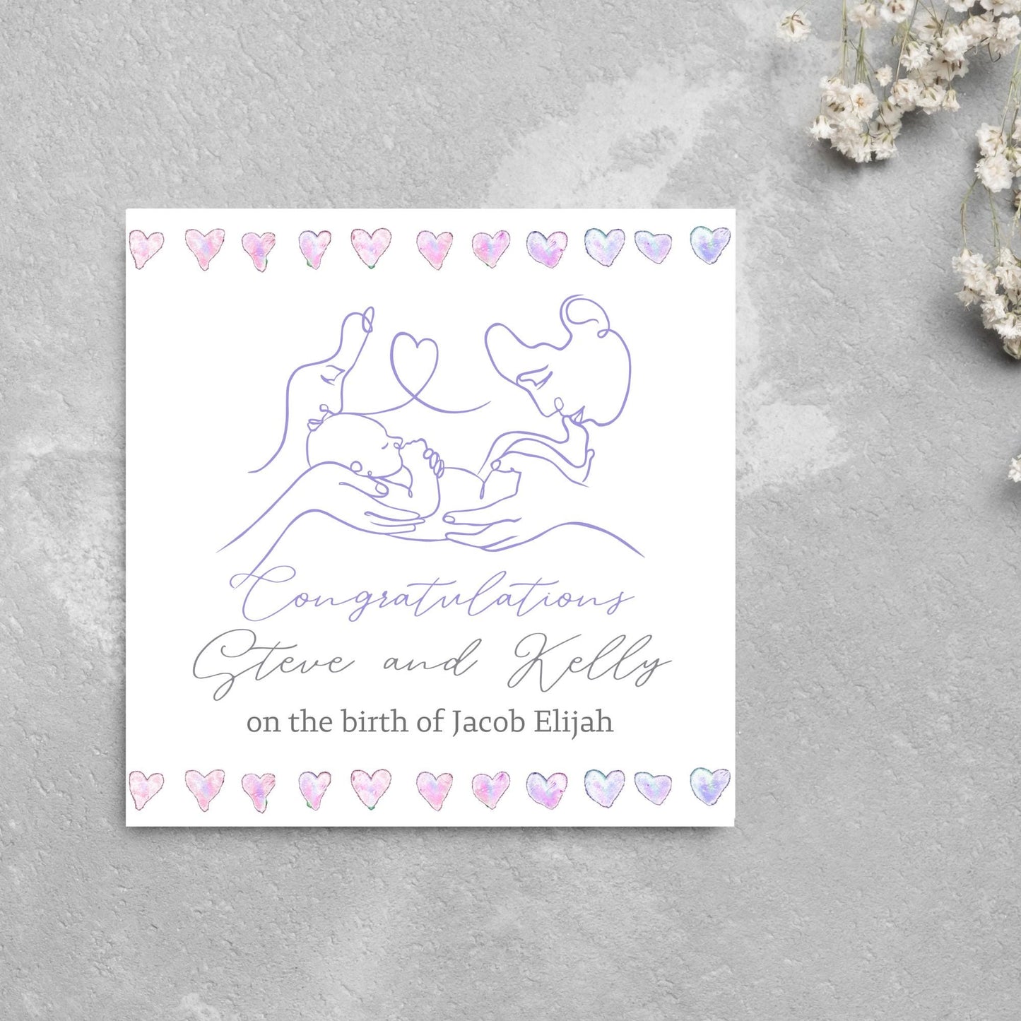 Personalised New Baby Card, Baby Boy, Baby Girl, Congratulations, Baby Card, Welcome to The World, Birth, New Mum Card, Custom Name Card