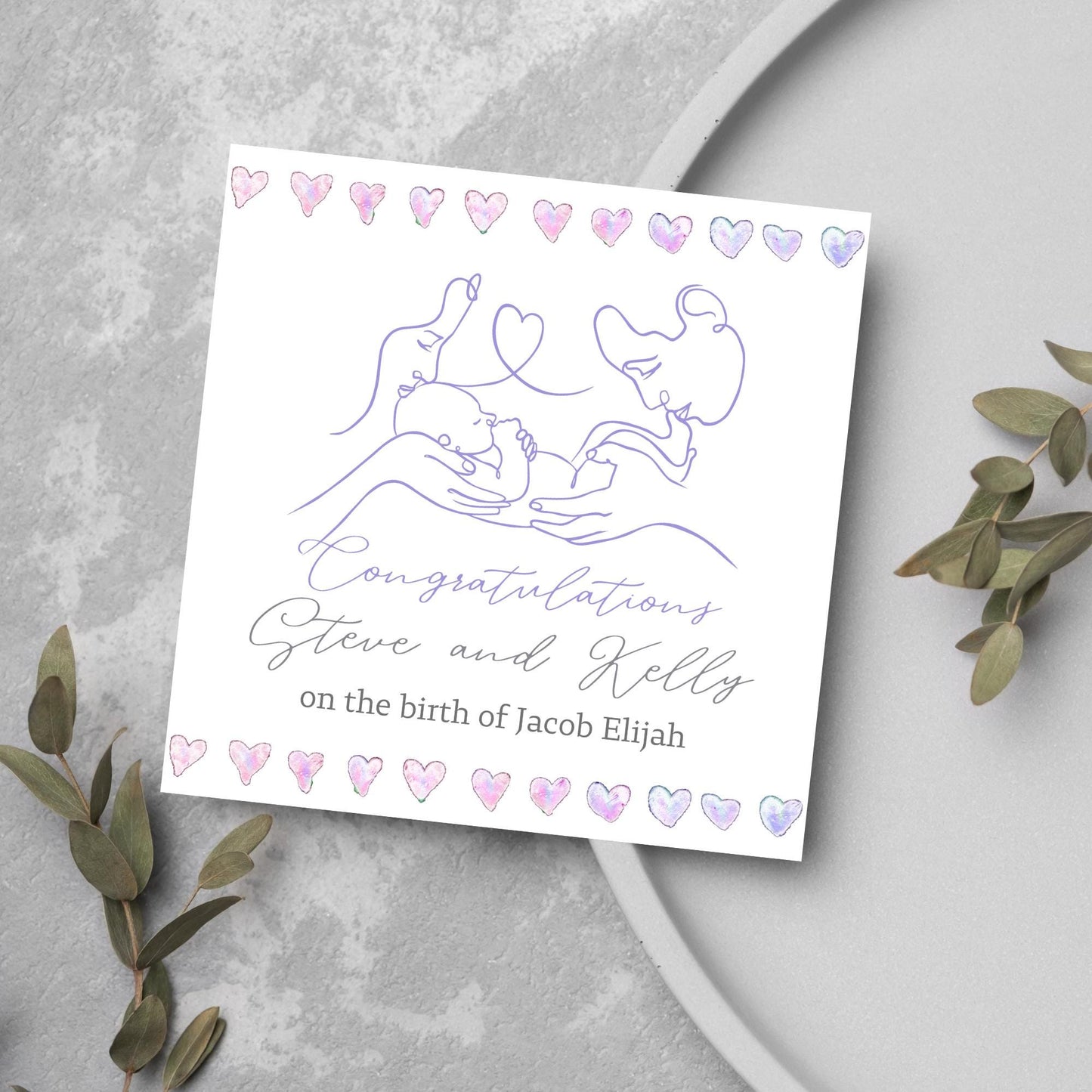 Personalised New Baby Card, Baby Boy, Baby Girl, Congratulations, Baby Card, Welcome to The World, Birth, New Mum Card, Custom Name Card