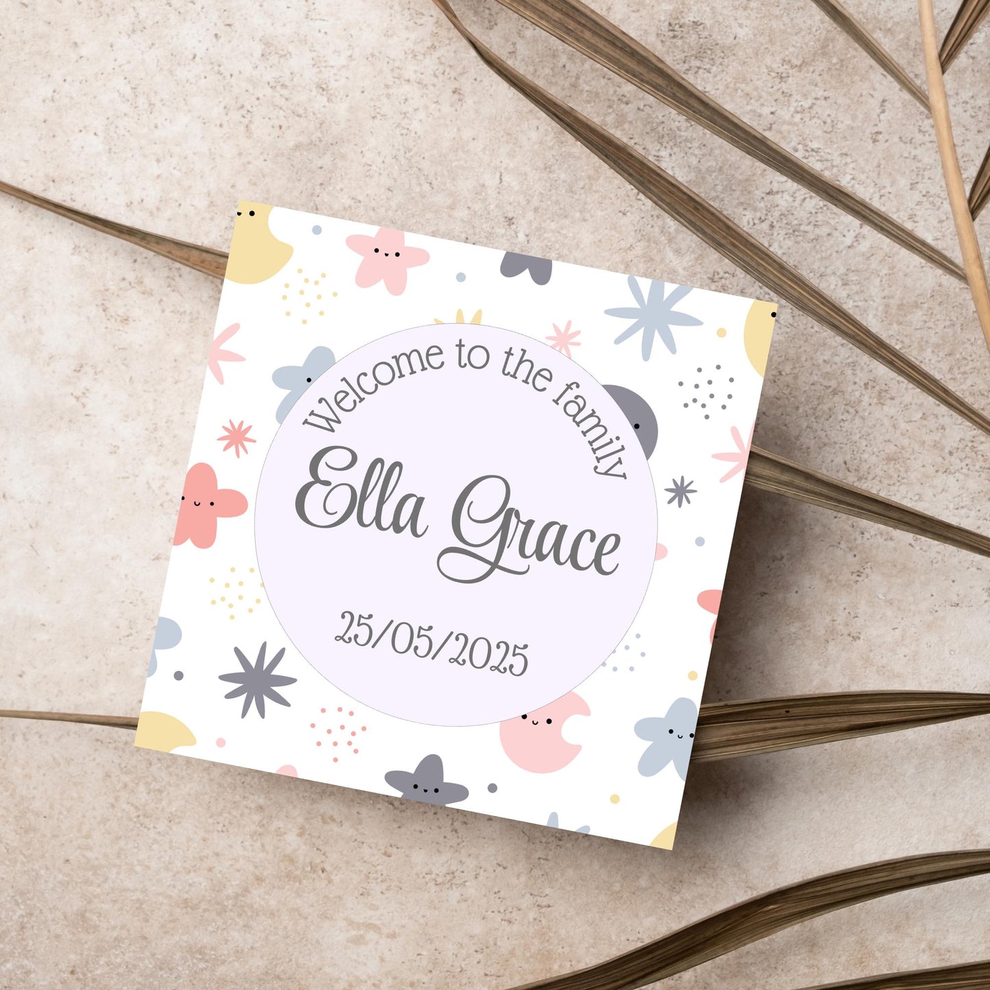 Personalised New Baby Card, Baby Boy, Baby Girl, Congratulations, Baby Card, Welcome to The World, Birth, New Mum Card, Custom Name Card