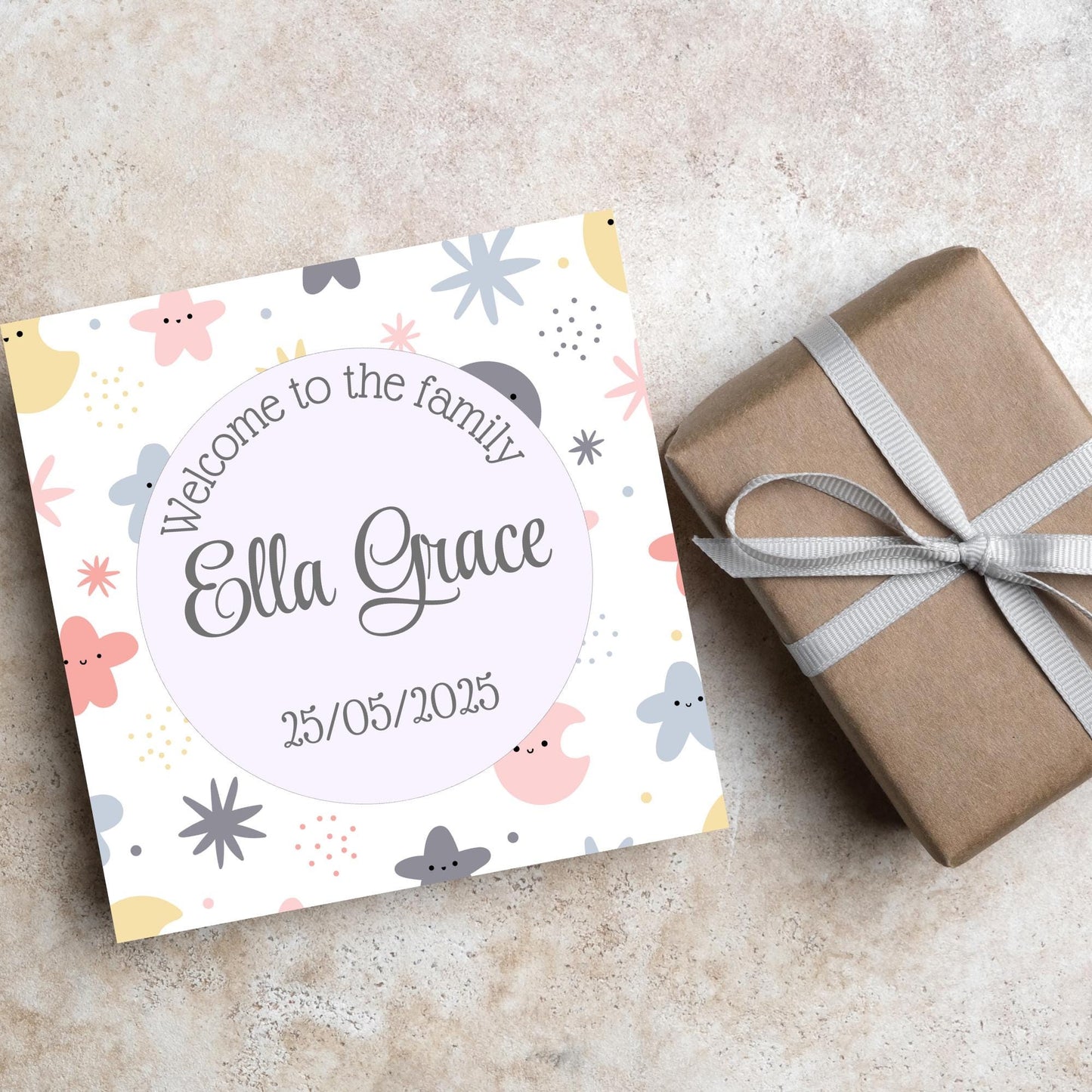 Personalised New Baby Card, Baby Boy, Baby Girl, Congratulations, Baby Card, Welcome to The World, Birth, New Mum Card, Custom Name Card