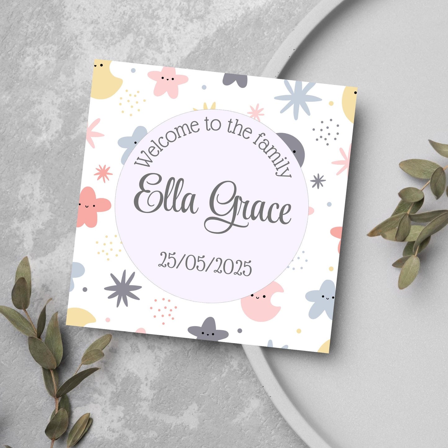 Personalised New Baby Card, Baby Boy, Baby Girl, Congratulations, Baby Card, Welcome to The World, Birth, New Mum Card, Custom Name Card