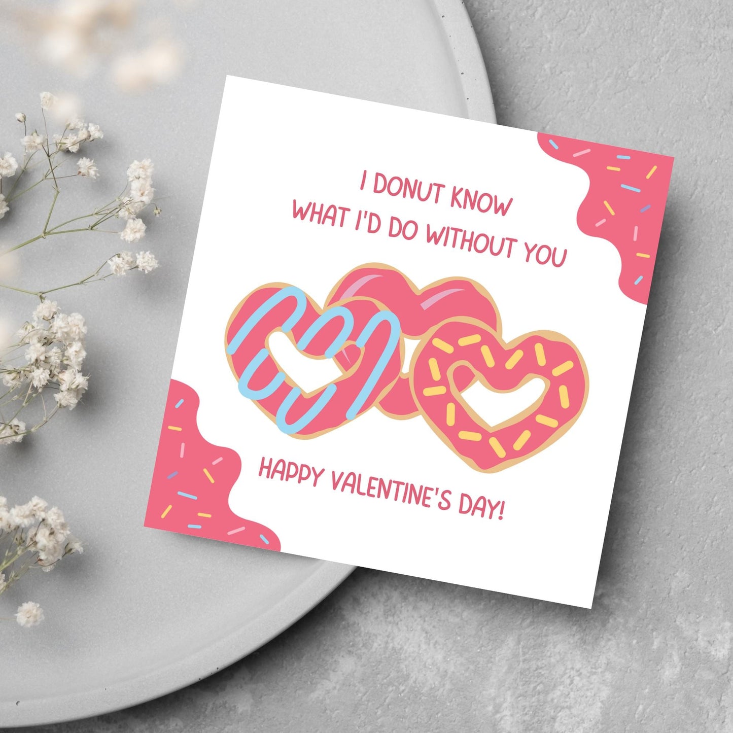 Doughnut Love Card, Card for Him, Card for Her, Hearts Card, Card for Wife, - Card, Free Personalisation Available