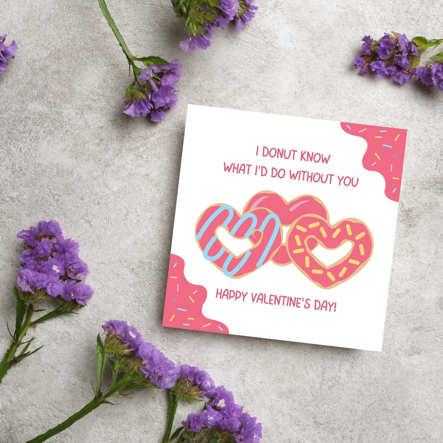 Doughnut Love Card, Card for Him, Card for Her, Hearts Card, Card for Wife, - Card, Free Personalisation Available
