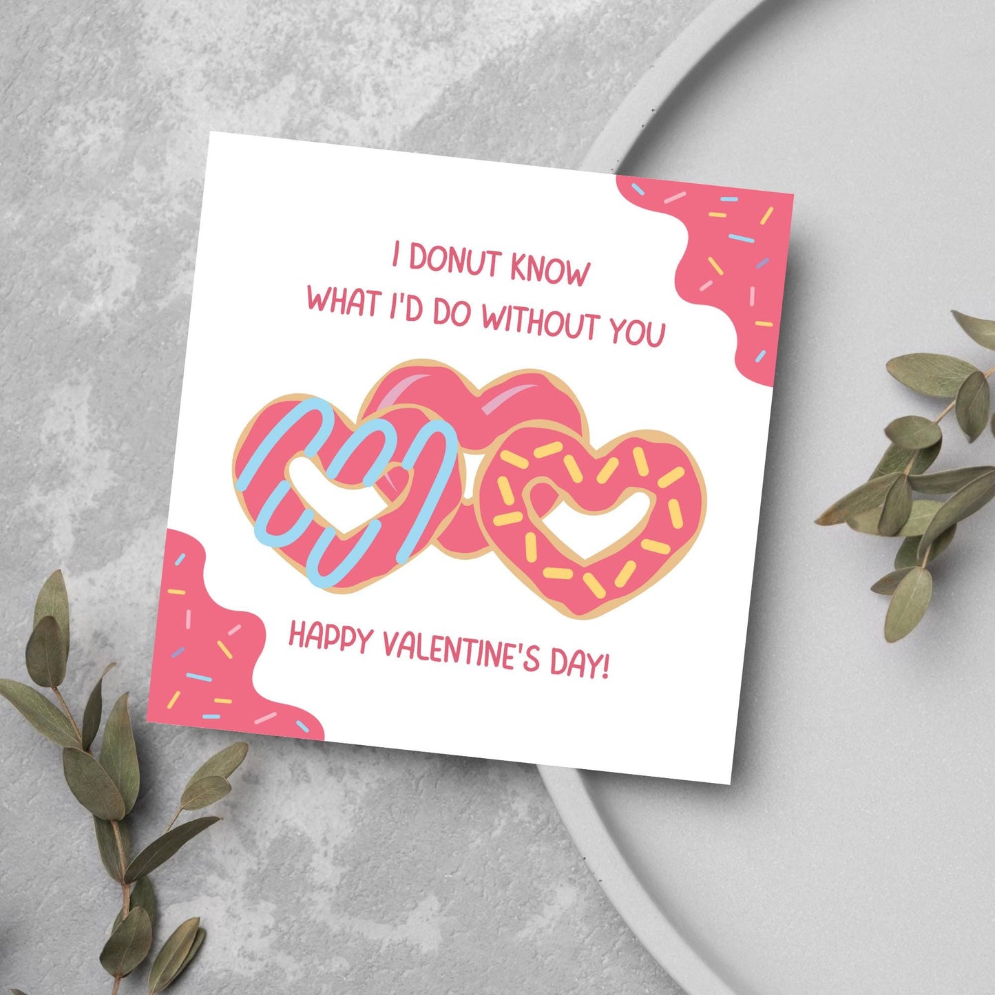Doughnut Love Card, Card for Him, Card for Her, Hearts Card, Card for Wife, - Card, Free Personalisation Available