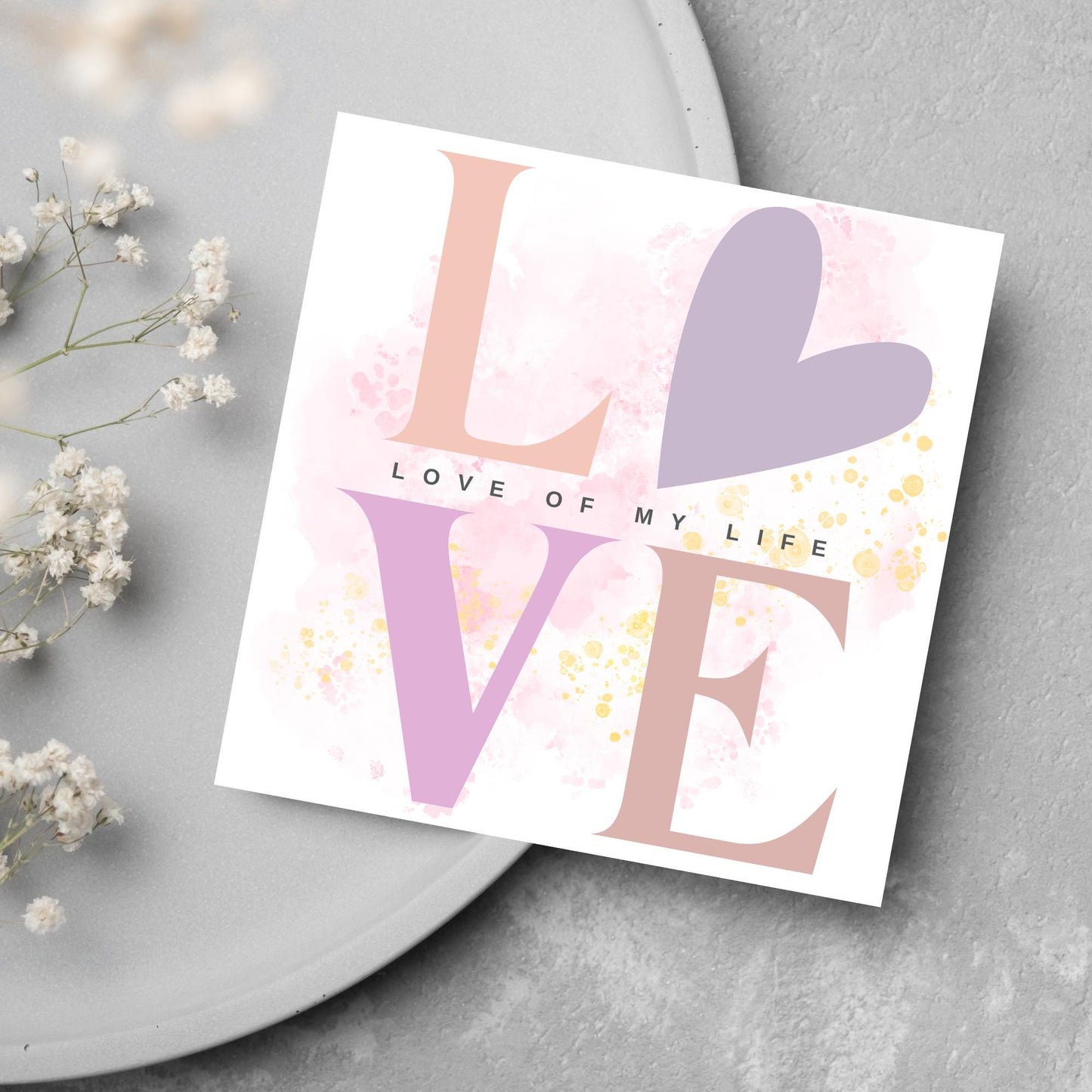 Heart Love Card, Card for Him, Card for Her, Hearts Card, Card for Wife, Art Card, Love of My Life Card, Watercolour Card