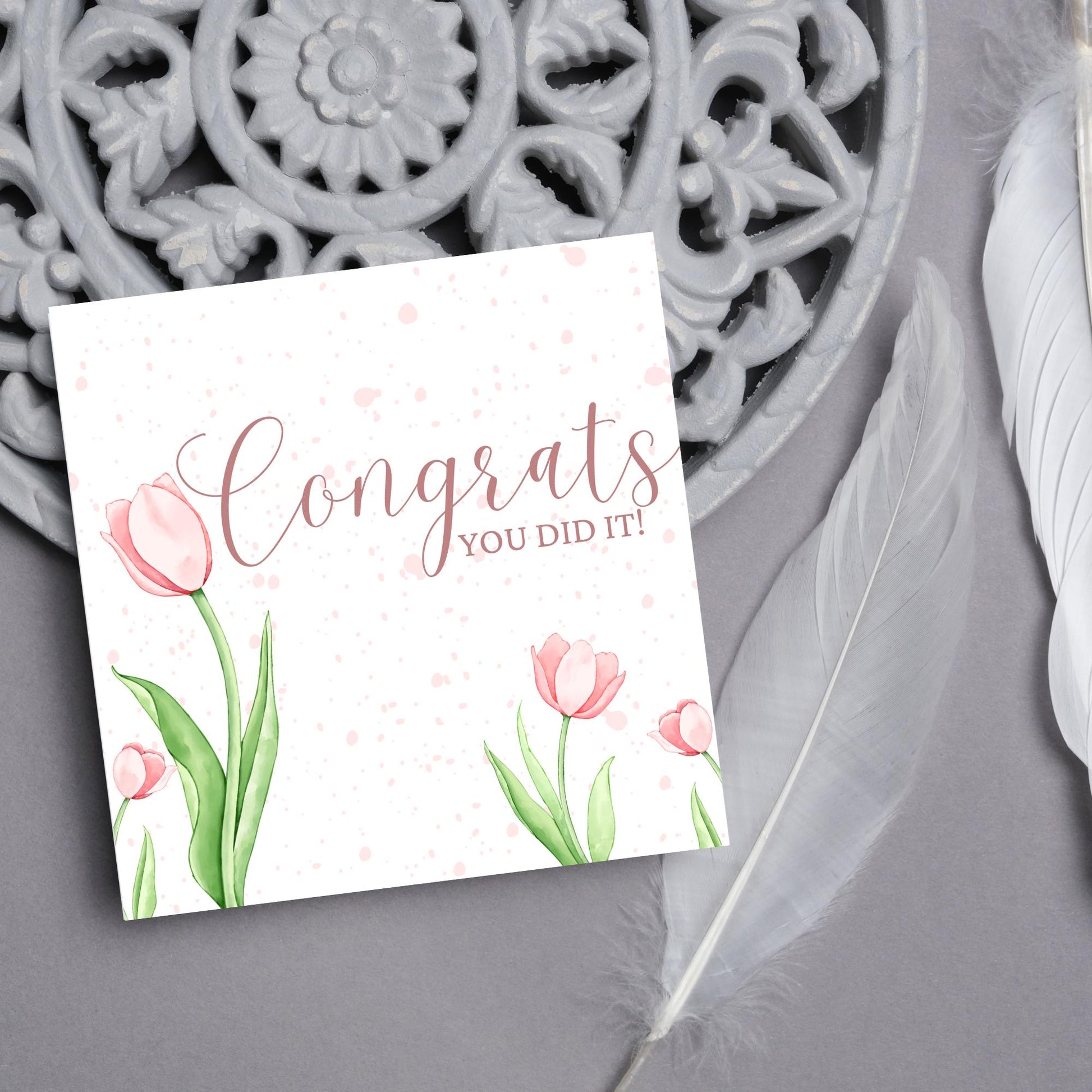 Congratulations Card, Card for Daughter, Card for Sister, Card for Wife, Tulips Congratulations Card, Celebration Card