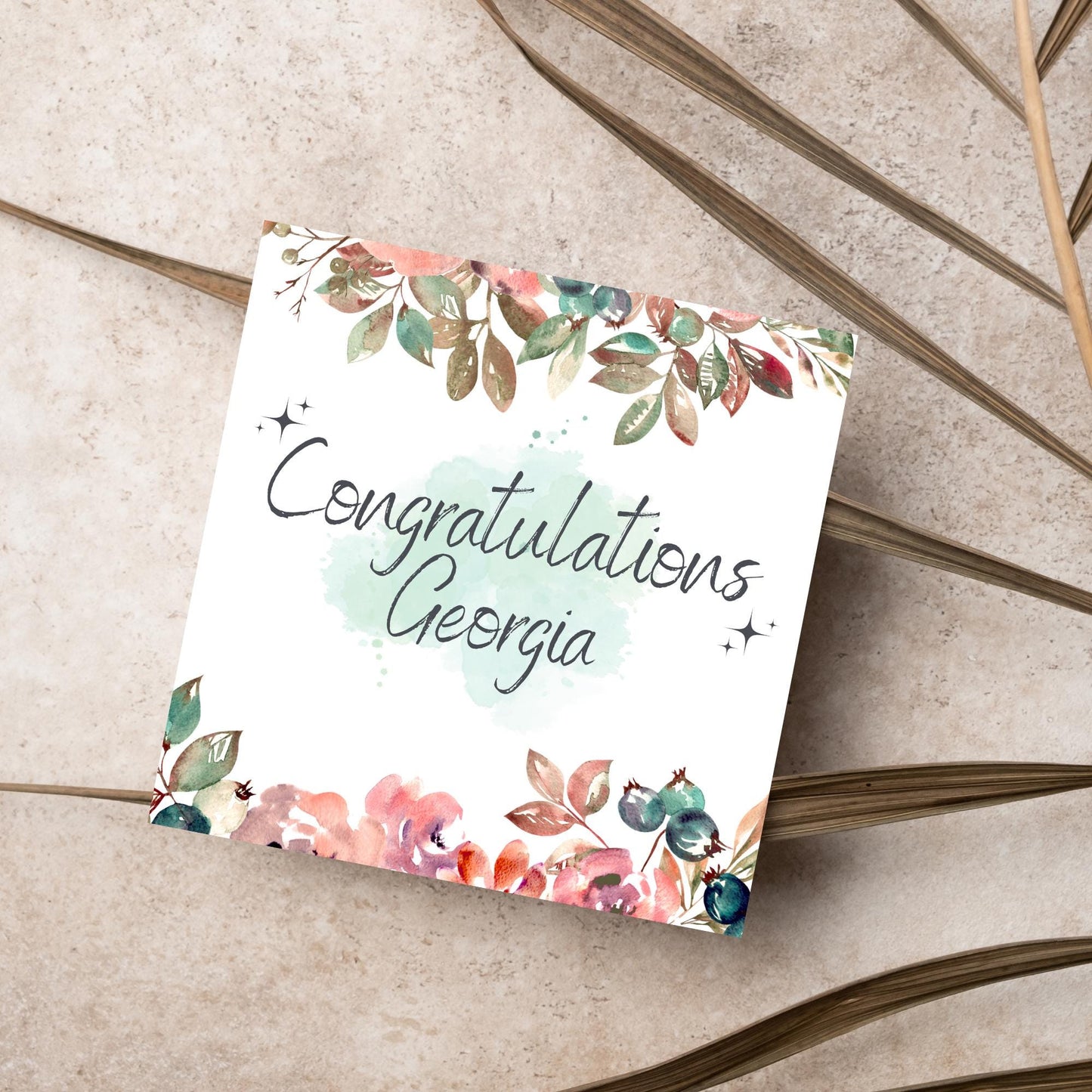 Personalised Congratulations Card, Floral Personalised Card, Card for Sister, Card for Mum, Card for Wife, Girlfriend Congratulations Card