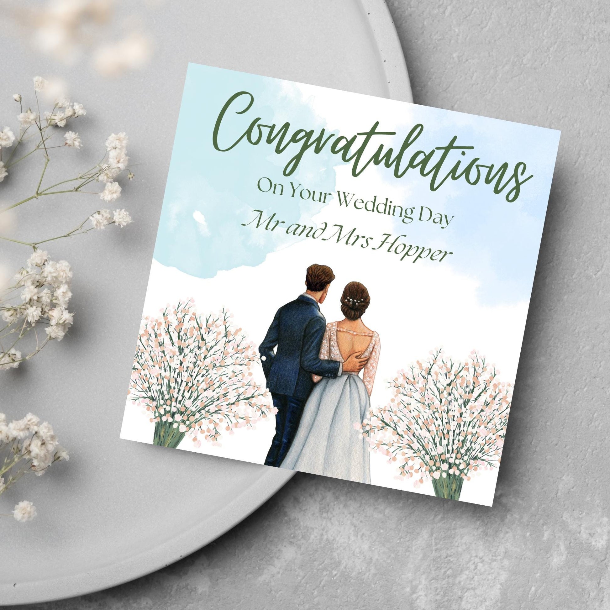 Personalised Wedding Congratulations Card, Mr & Mrs Wedding Card, Custom Name Wedding Card, Newlywed Card, Married Card, Wedding Day Card
