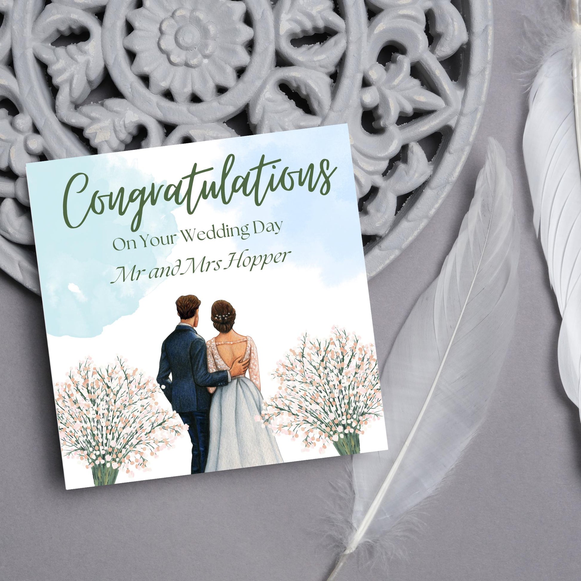 Personalised Wedding Congratulations Card, Mr & Mrs Wedding Card, Custom Name Wedding Card, Newlywed Card, Married Card, Wedding Day Card
