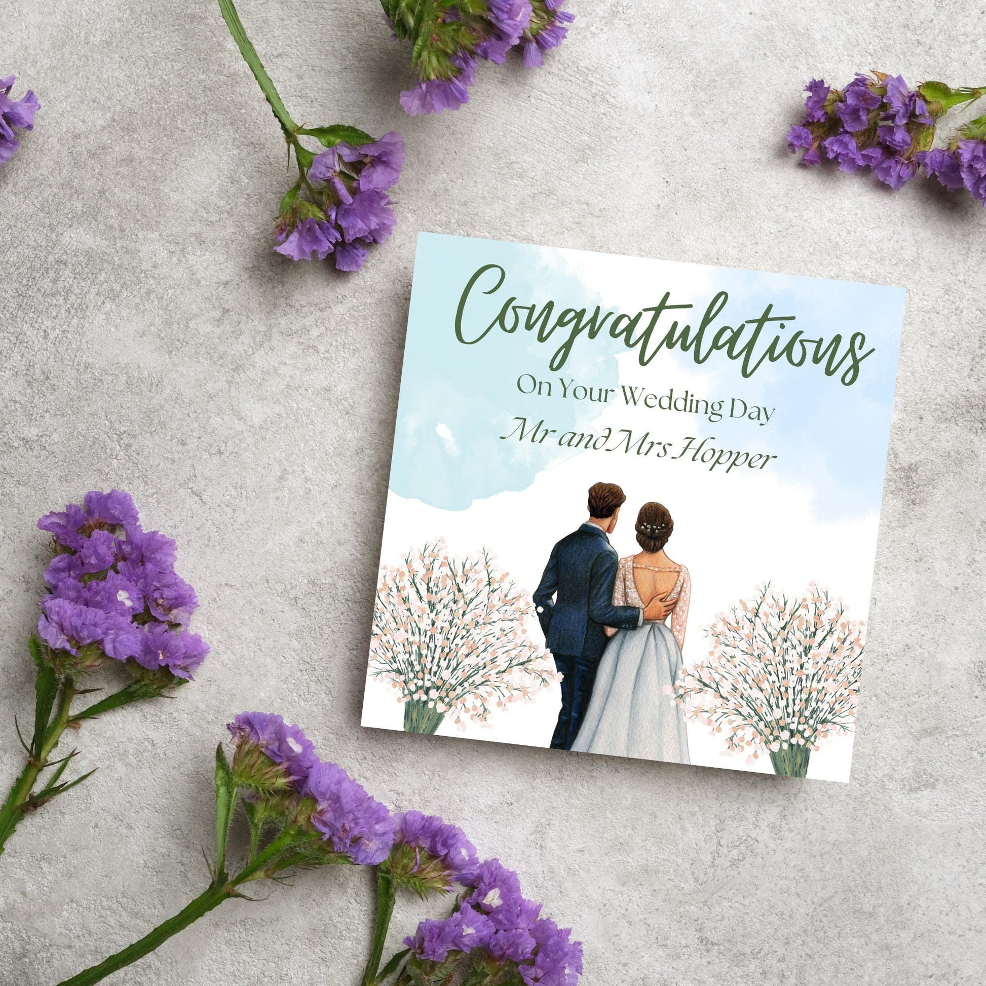 Personalised Wedding Congratulations Card, Mr & Mrs Wedding Card, Custom Name Wedding Card, Newlywed Card, Married Card, Wedding Day Card