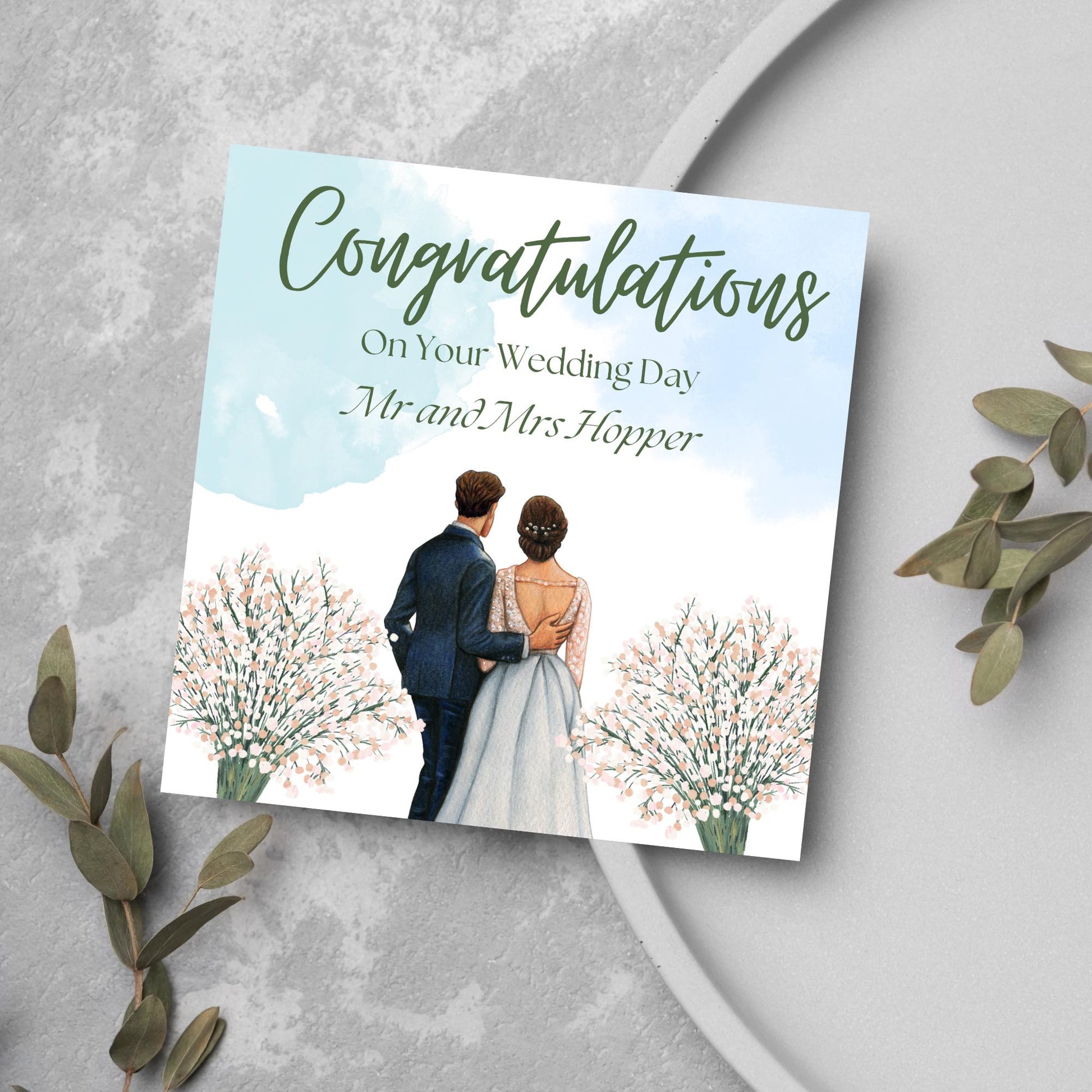 Personalised Wedding Congratulations Card, Mr & Mrs Wedding Card, Custom Name Wedding Card, Newlywed Card, Married Card, Wedding Day Card