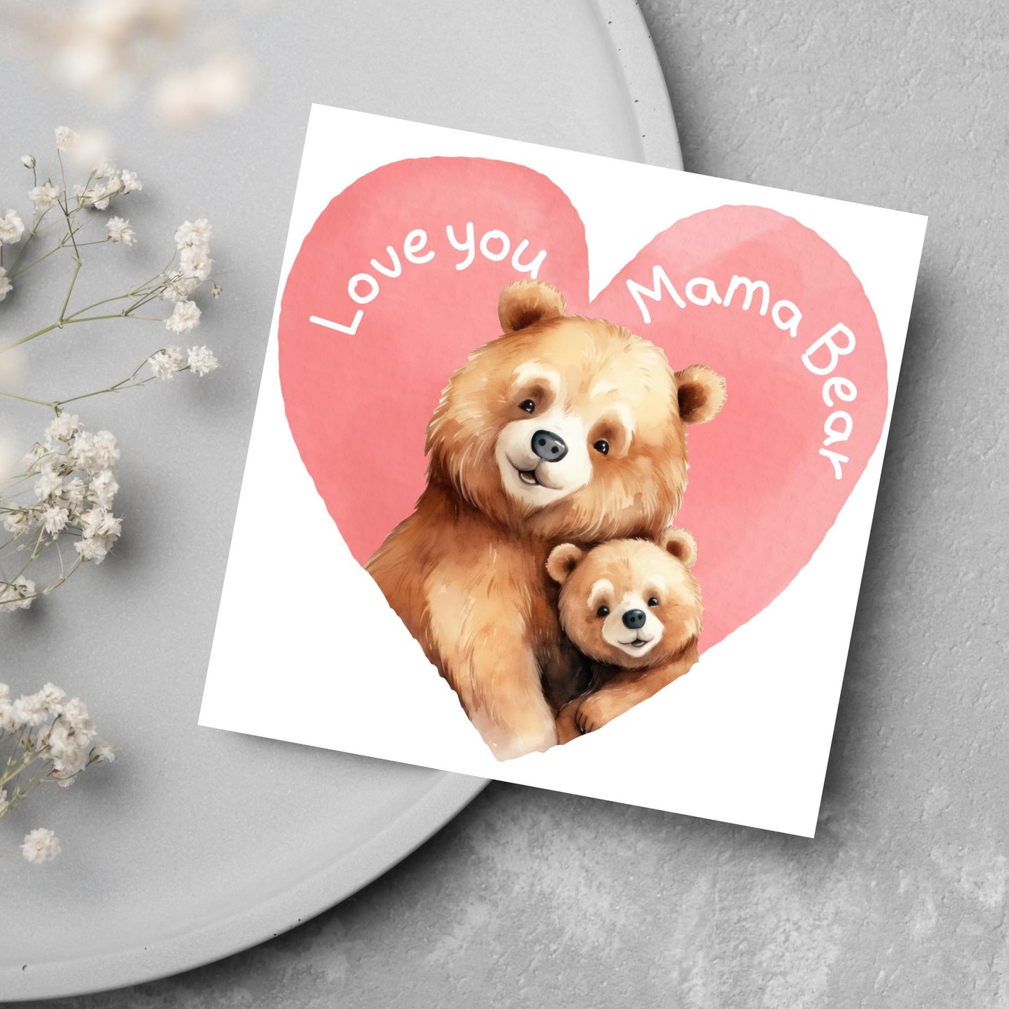 Bear Mothers Day Card, Cute Card for Mum, Greetings Card, Happy Mothers Day, Mama Bear, Card for Mother