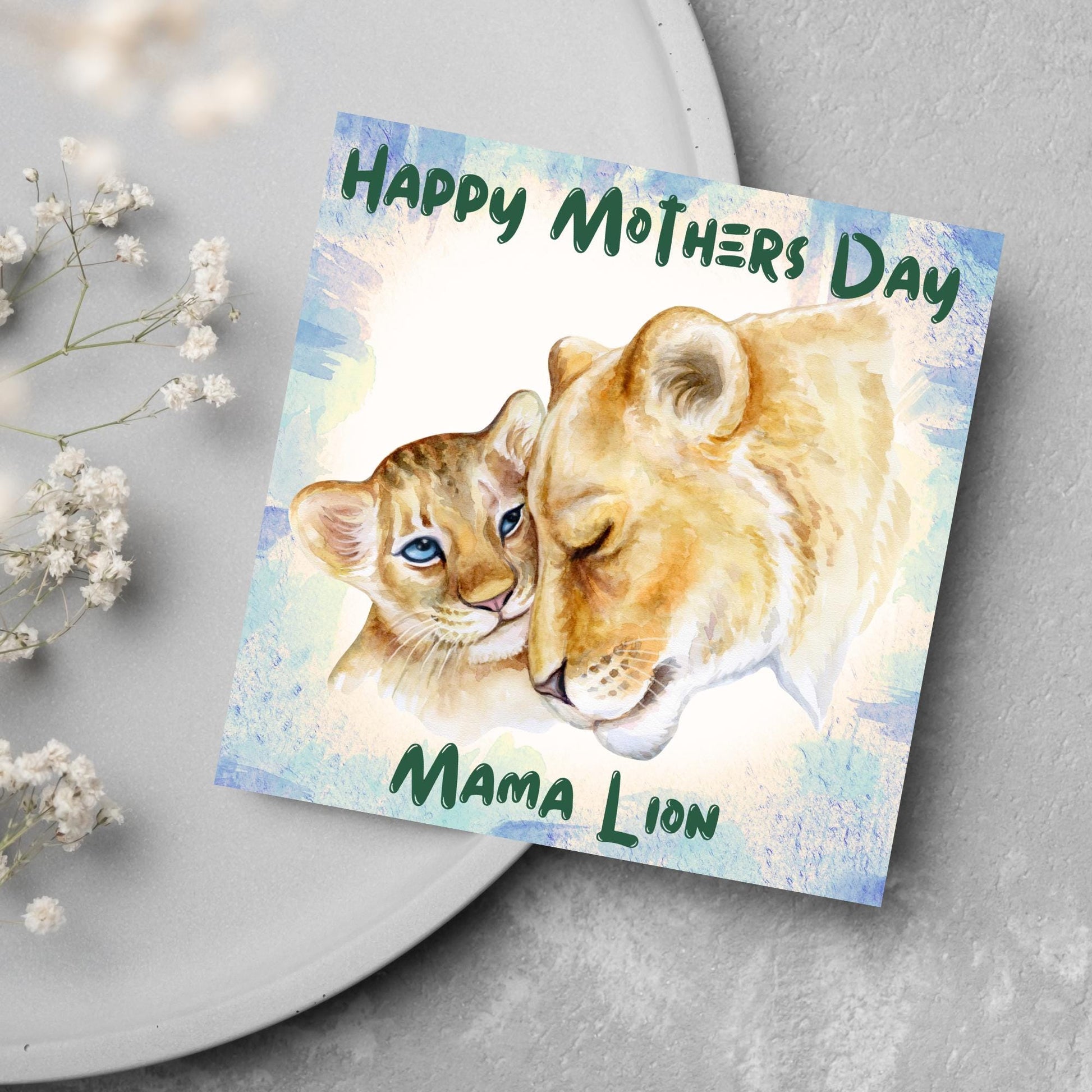 Lion Mothers Day Card, Cute Card for Mum, Greetings Card, Happy Mothers Day, Mama Lion, Card for Mother