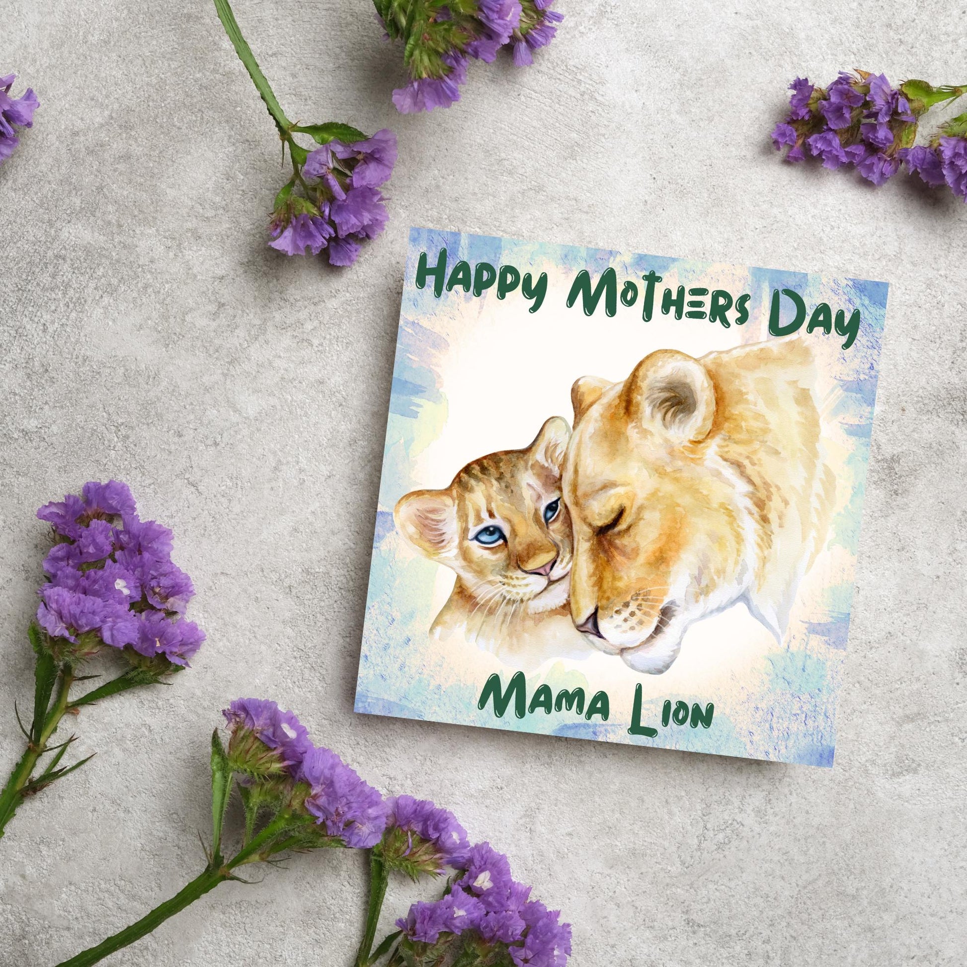 Lion Mothers Day Card, Cute Card for Mum, Greetings Card, Happy Mothers Day, Mama Lion, Card for Mother
