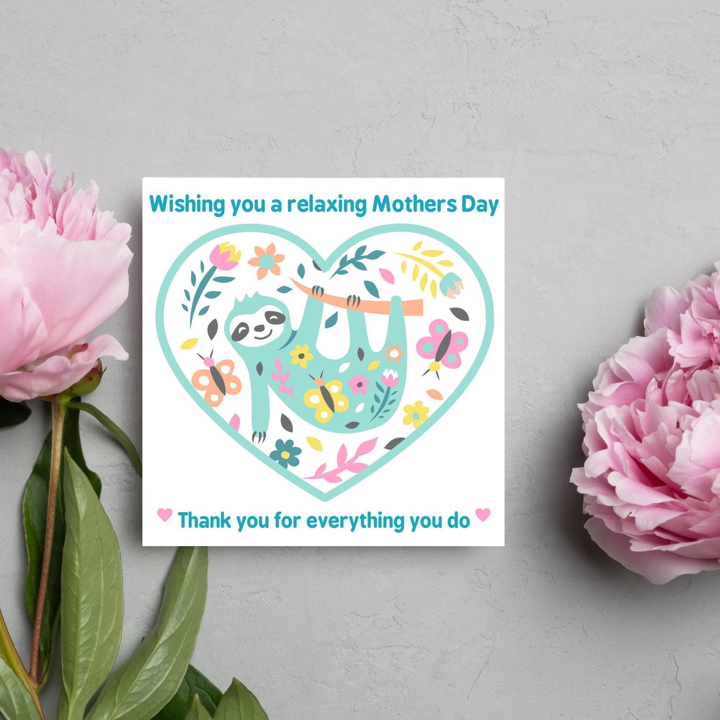 Sloth Mothers Day Card, Cute Card for Mum, Greetings Card, Happy Mothers Day, Card for Mother, Mam Card, Thanks Mum Card