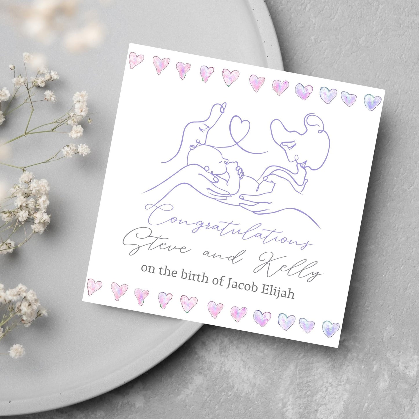 Personalised New Baby Card, Baby Boy, Baby Girl, Congratulations, Baby Card, Welcome to The World, Birth, New Mum Card, Custom Name Card