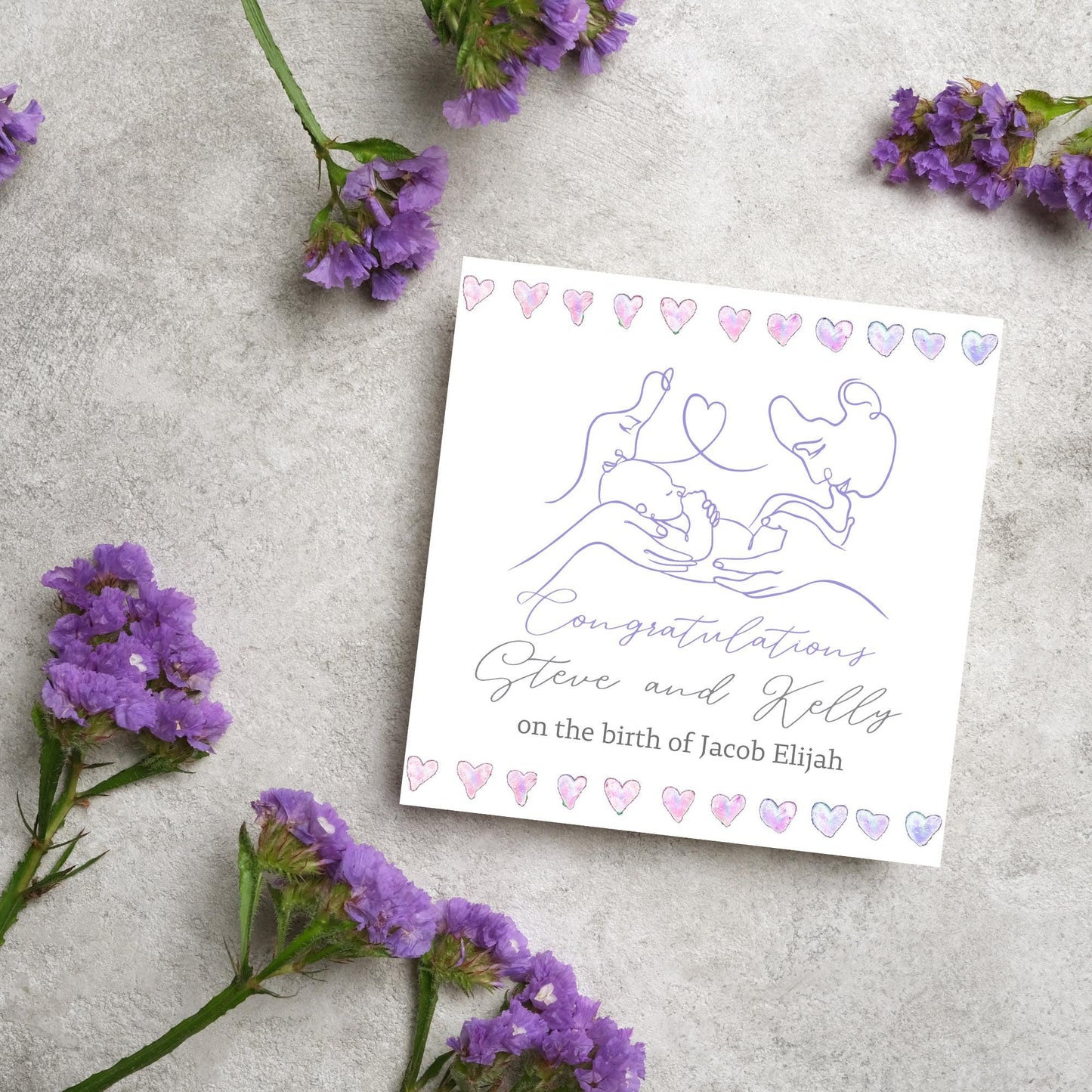 Personalised New Baby Card, Baby Boy, Baby Girl, Congratulations, Baby Card, Welcome to The World, Birth, New Mum Card, Custom Name Card