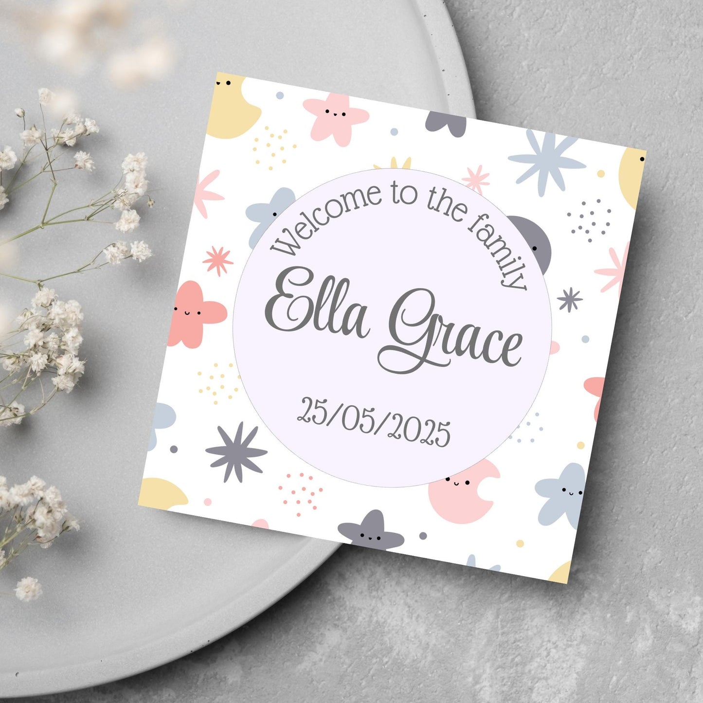 Personalised New Baby Card, Baby Boy, Baby Girl, Congratulations, Baby Card, Welcome to The World, Birth, New Mum Card, Custom Name Card