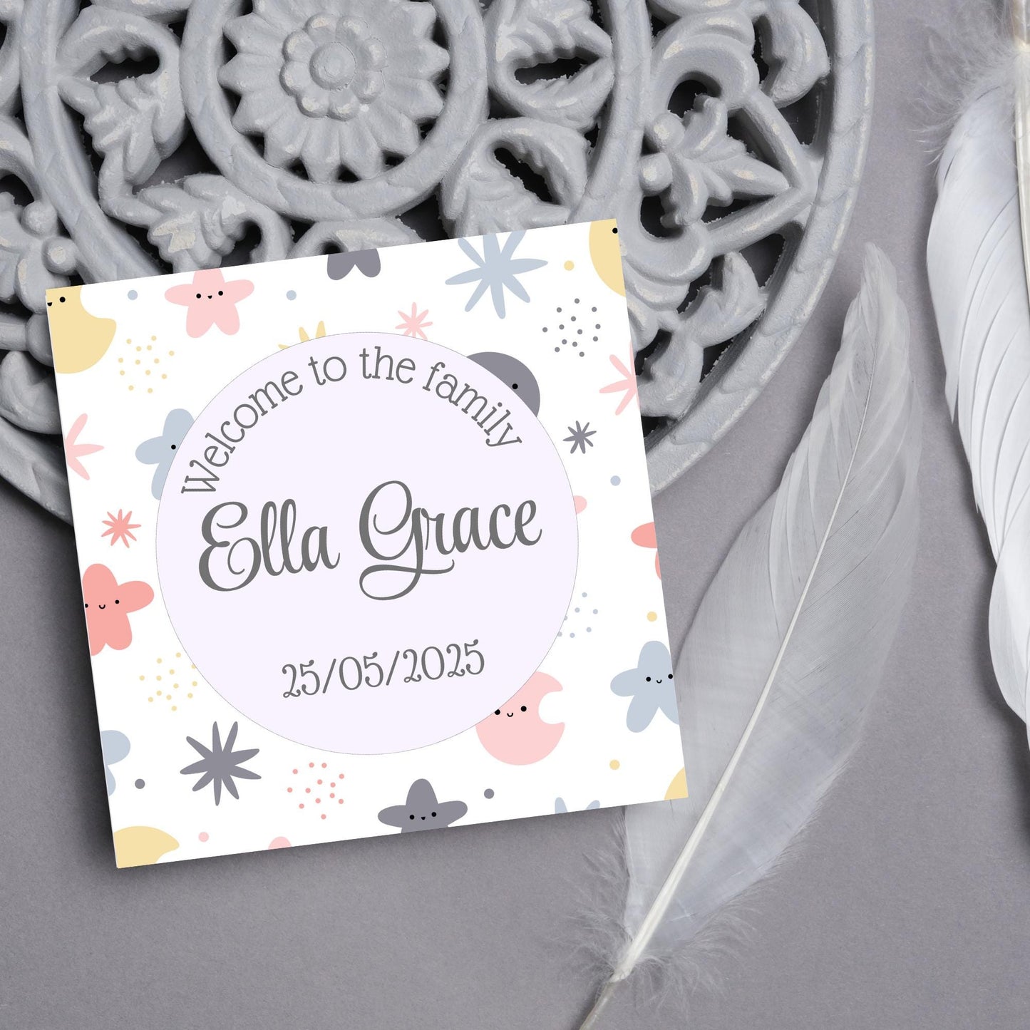 Personalised New Baby Card, Baby Boy, Baby Girl, Congratulations, Baby Card, Welcome to The World, Birth, New Mum Card, Custom Name Card