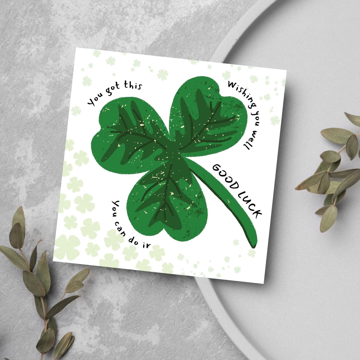 Good Luck Card, Exam Card, Graduation Card, New Job Card, University Card, Good Luck Card for Student, Card for Her, 4 Leaf Clover