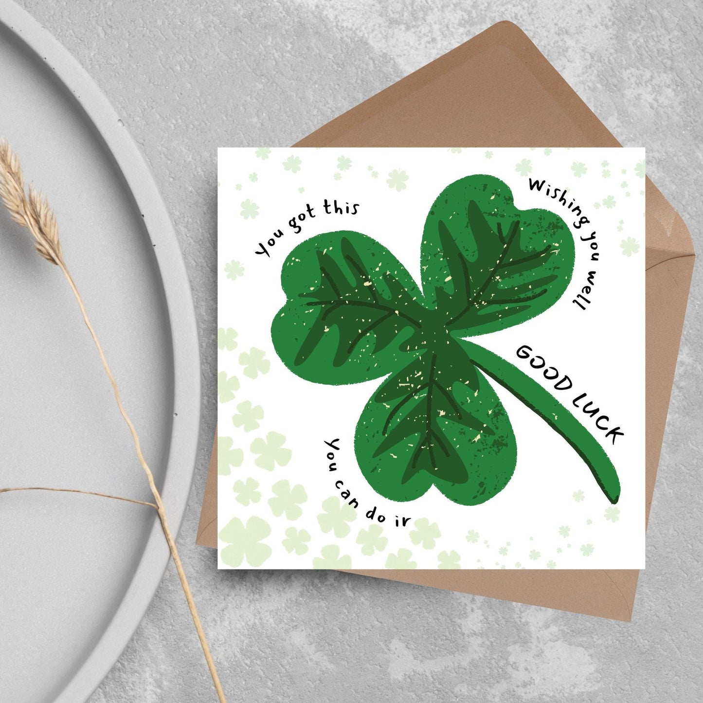 Good Luck Card, Exam Card, Graduation Card, New Job Card, University Card, Good Luck Card for Student, Card for Her, 4 Leaf Clover