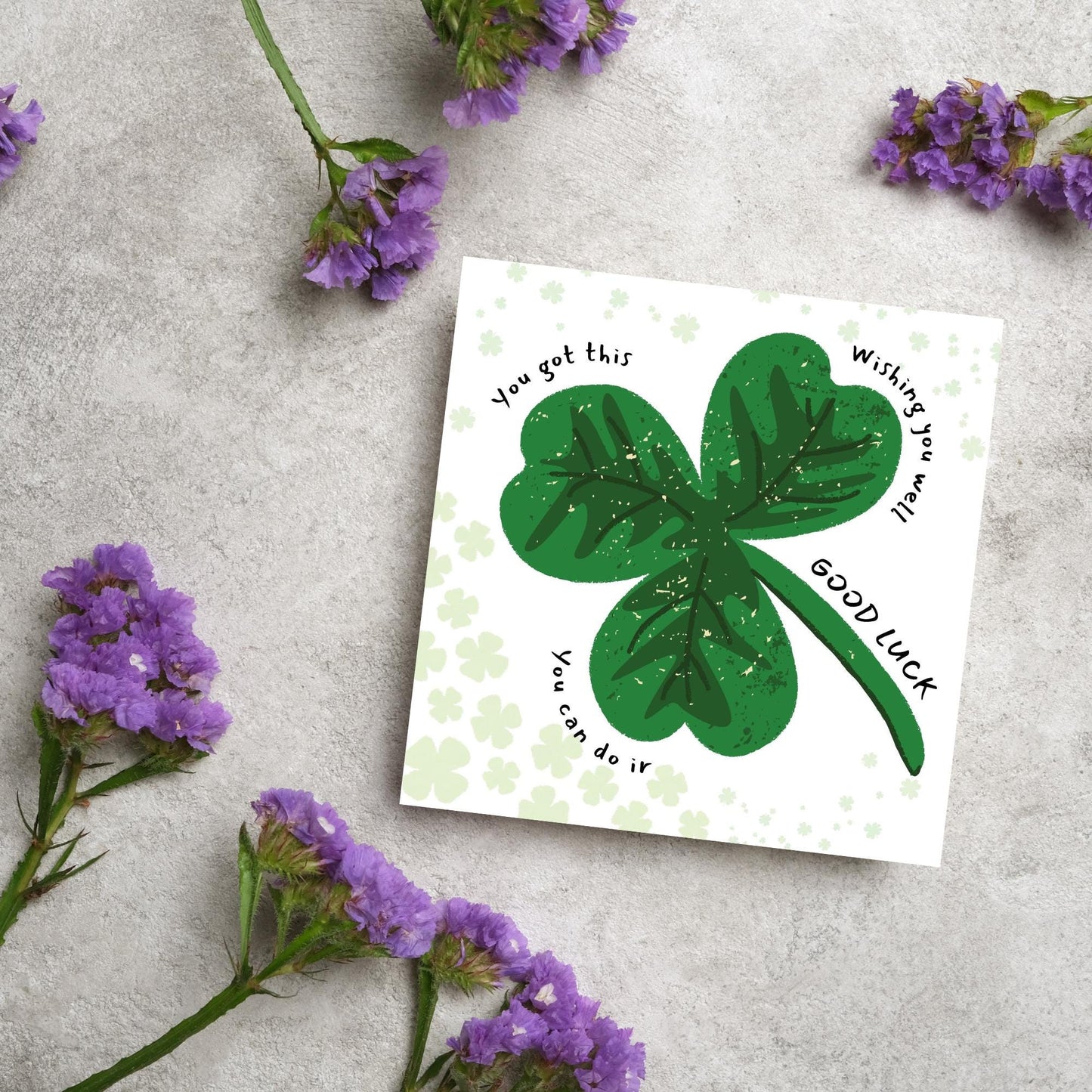 Good Luck Card, Exam Card, Graduation Card, New Job Card, University Card, Good Luck Card for Student, Card for Her, 4 Leaf Clover