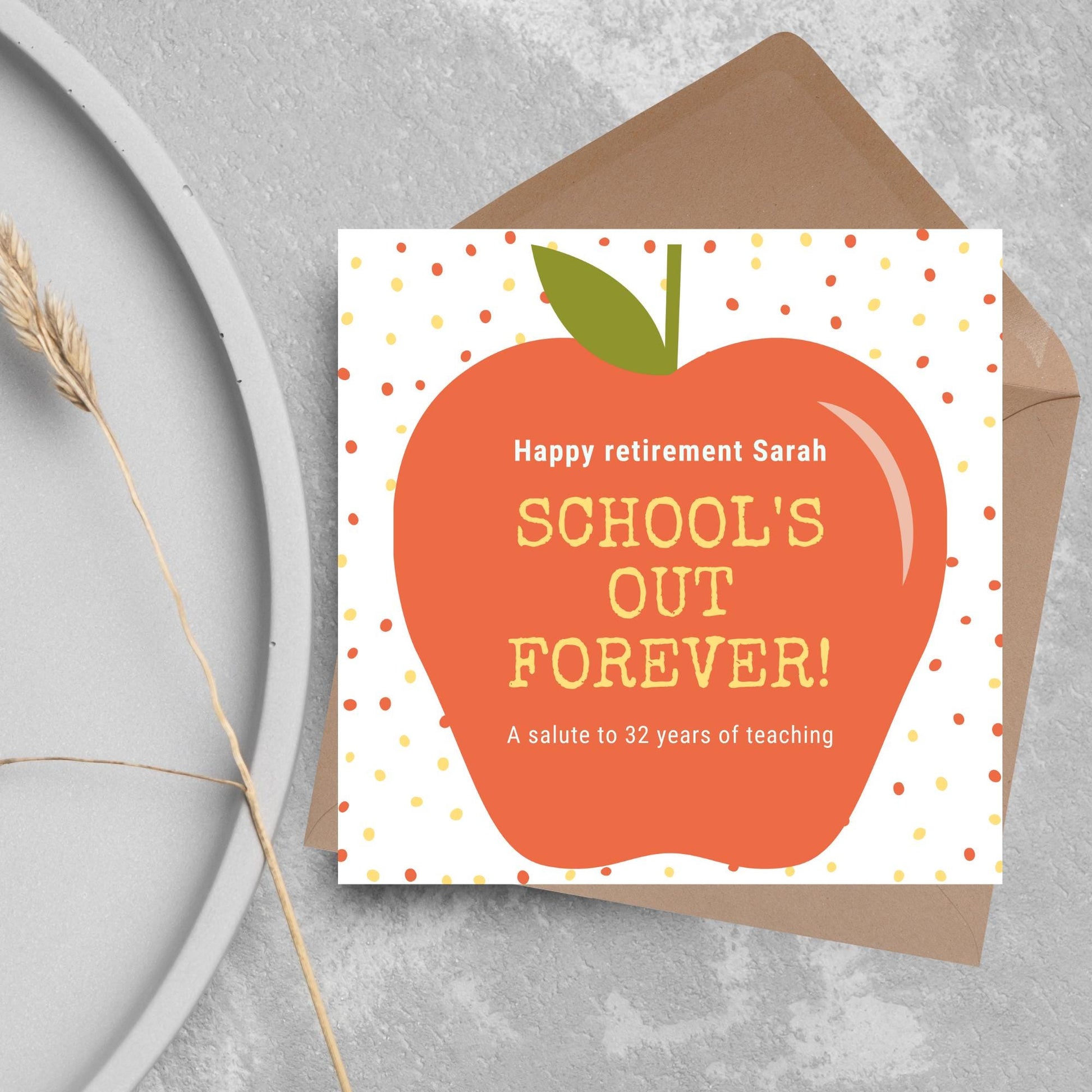 Teacher Retirement Card, Leaving Card for Teacher, Personalised Retirement Card, Retired Card, Retiring, We'll Miss You Card