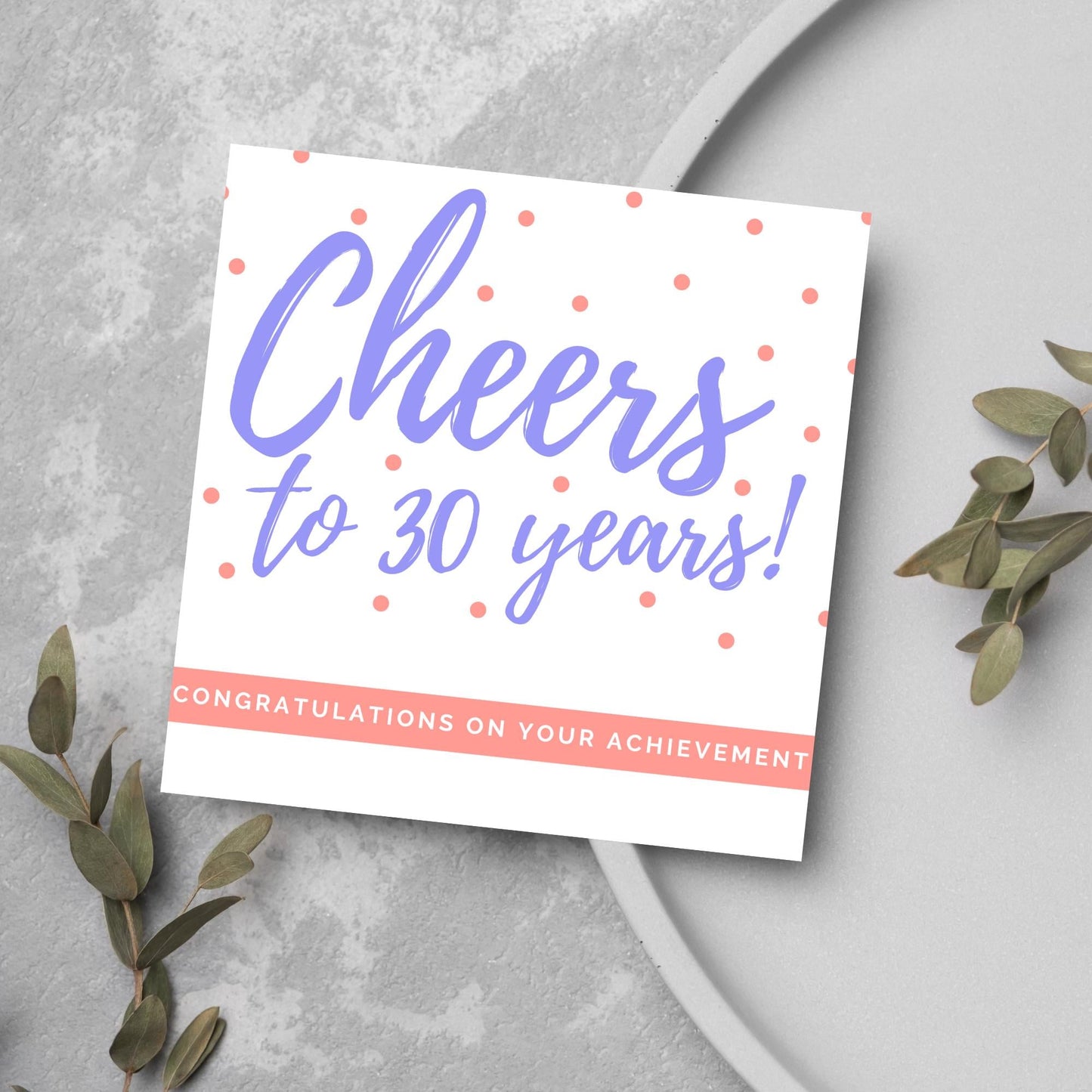 Personalised Cheers Retirement Card, Custom Number Card, Achievement Card, Anniversary Card, 10 Years, 20 Years, 30 Years, 40 Years